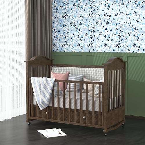 Miniatura 3 de Papel tapiz floral bohemio para despegar y pegar, papel de contacto floral azul de 17.5 x 393.7 pulgadas, vinilo autoadhesivo para guardería, papel