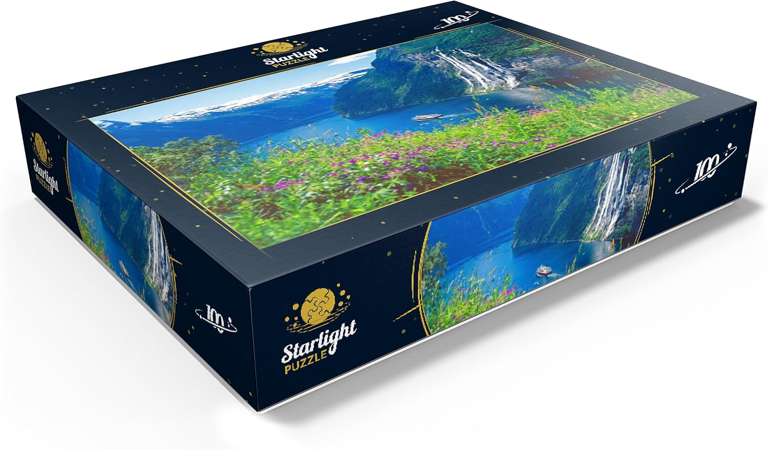 MyPuzzle Geiranger Fjord and Seven Sisters Waterfall, Central Norway, Norway - Premium 100 Piece Jigsaw Puzzle for Adults