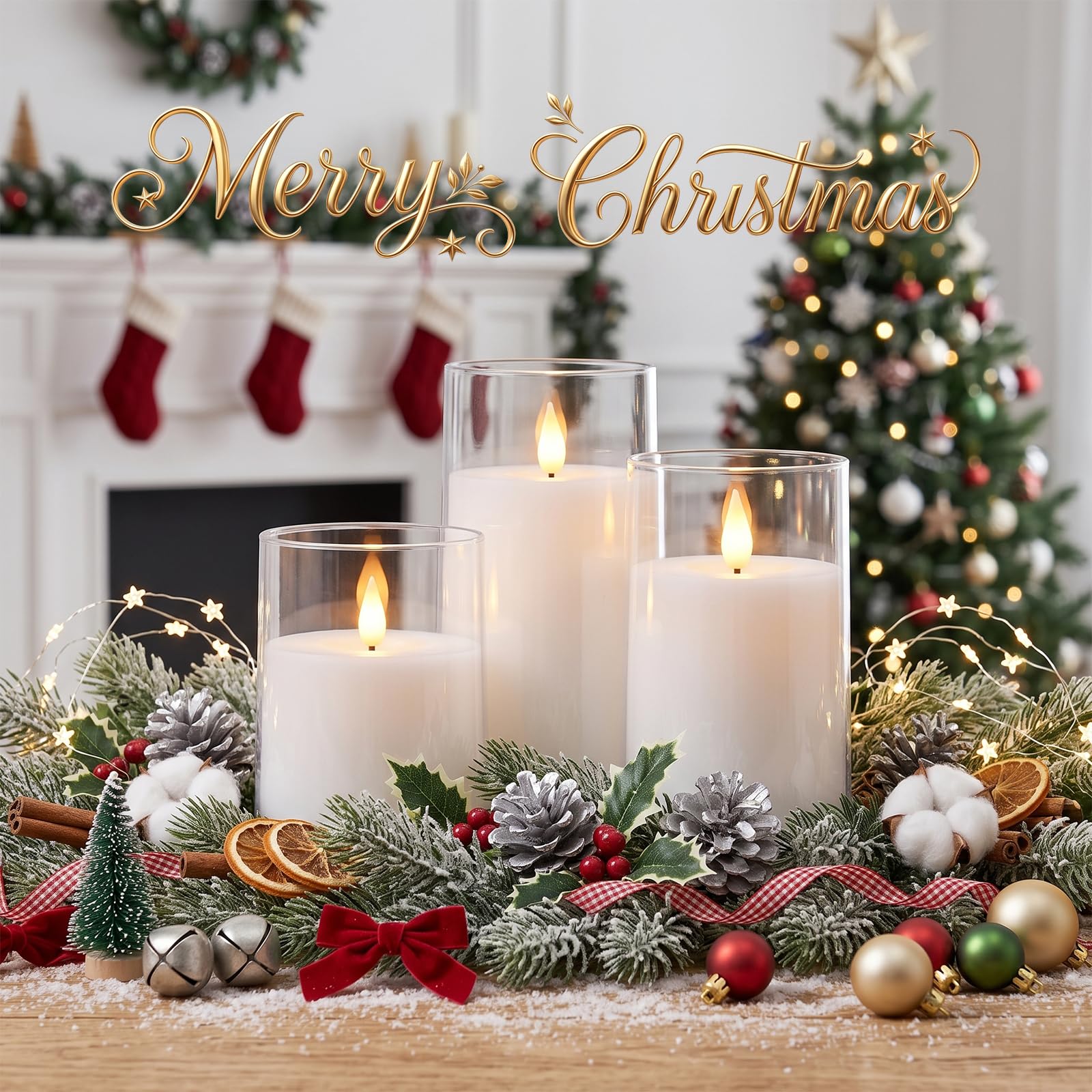 AMAGIC Candele senza fiamma tremolanti in acrilico bianco, candele a LED, candele a batteria, con telecomando e timer, candele elettriche finte, pilastro, decorazione per la casa, set di 3