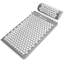 ProsourceFit Acupressure Mat and Pillow Set for Back/Neck Pain Relief and Muscle Relaxation, Grey
