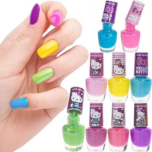 Miniatura 5 de Townley Girl Hello Kitty - Juego de 8 esmaltes de uñas, a base de agua, no tóxico, juego despegable para niñas y niños a partir de 3 años, perfecto