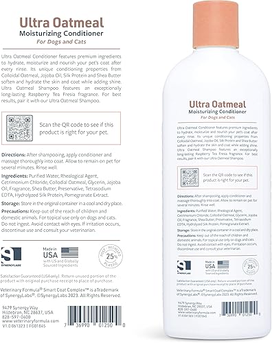 Miniatura 6 de Veterinary Formula Smart Coat Complex Ultra Oatmeal Moisturizing Conditioner for Dogs, 17 Fl oz – with Colloidal Oatmeal & Jojoba – Leaves Coat