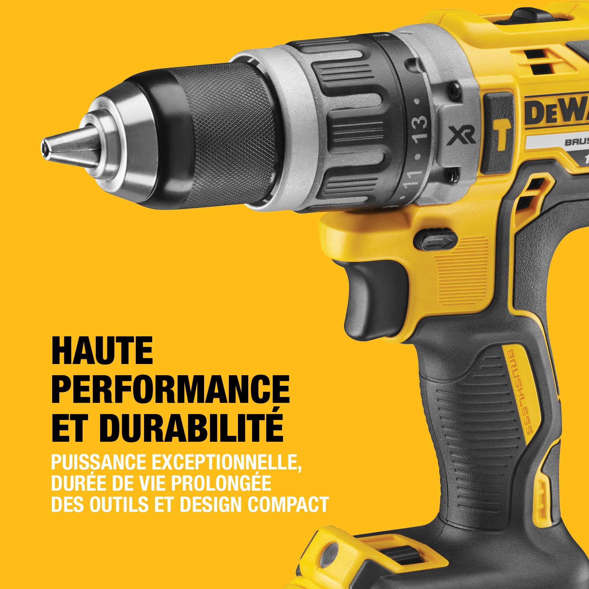 DEWALT Perceuse Visseuse à Percussion Brushless XR 18V DCD796P2-QW avec Coffret TSTAK, Chargeur et 2 Batteries 5Ah