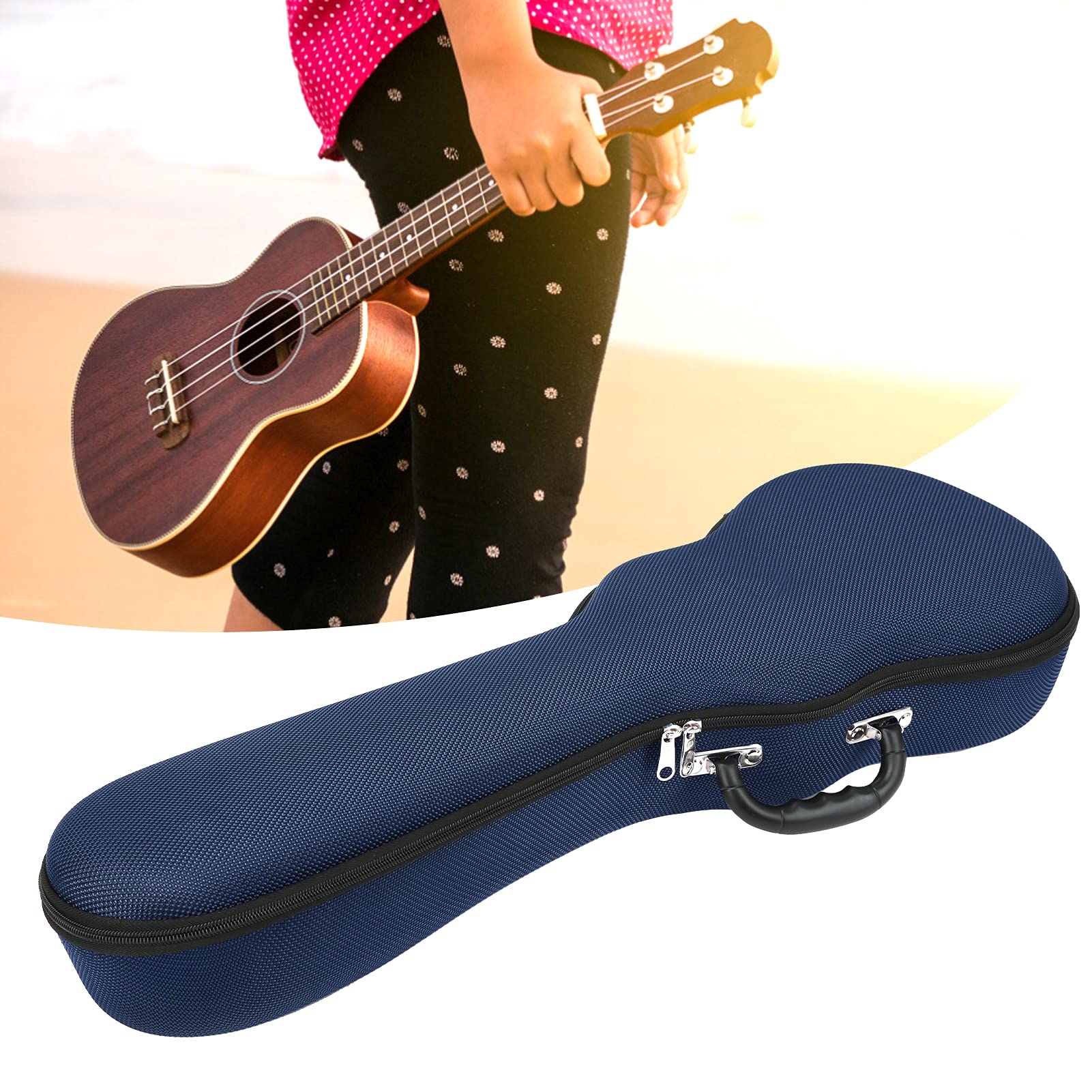FILFEEL Poliestrowy Plecak na Ukulele 23/24 Cali z Odpinanymi Paskami i Podwójnym Zamkiem Błyskawicznym (23/24 cala niebieski)