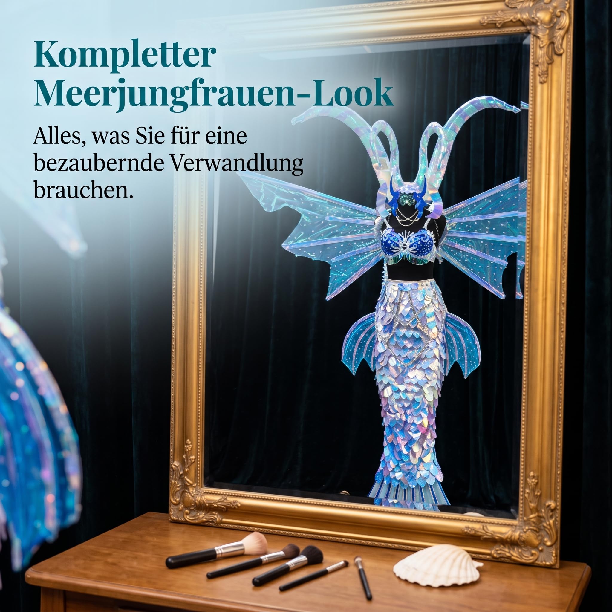 Kostüm für Damen Meerjungfrau, Pailletten Rock für Bühnenauftritte & Mottopartys, für Shows
