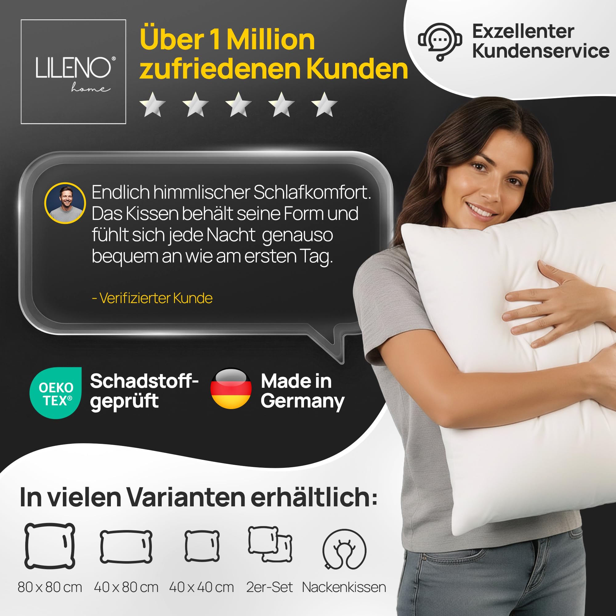 LILENO HOME Poduszka 50 x 50 cm [zestaw 2 sztuk] jako poduszka dekoracyjna z zamkiem błyskawicznym do regulacji, nadaje się do prania w temperaturze do 95°C, sofa i poduszka dekoracyjna na kanapę