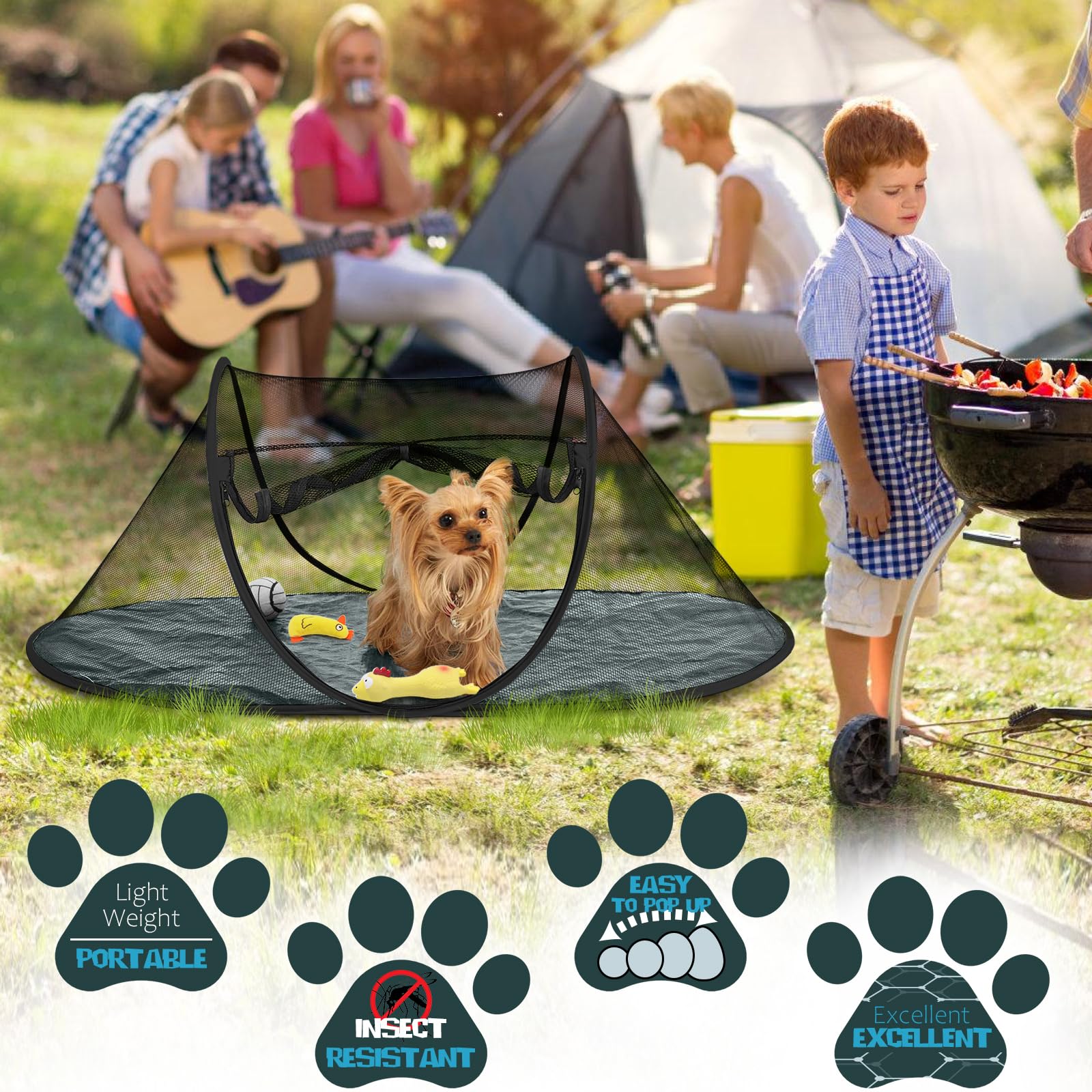 Portable Foldable Pet Playpen 118×64×50 cm, Lightweight Mesh Pet Tent with Durable PE Bottom, Easy Pop-Up Setup - Image 4