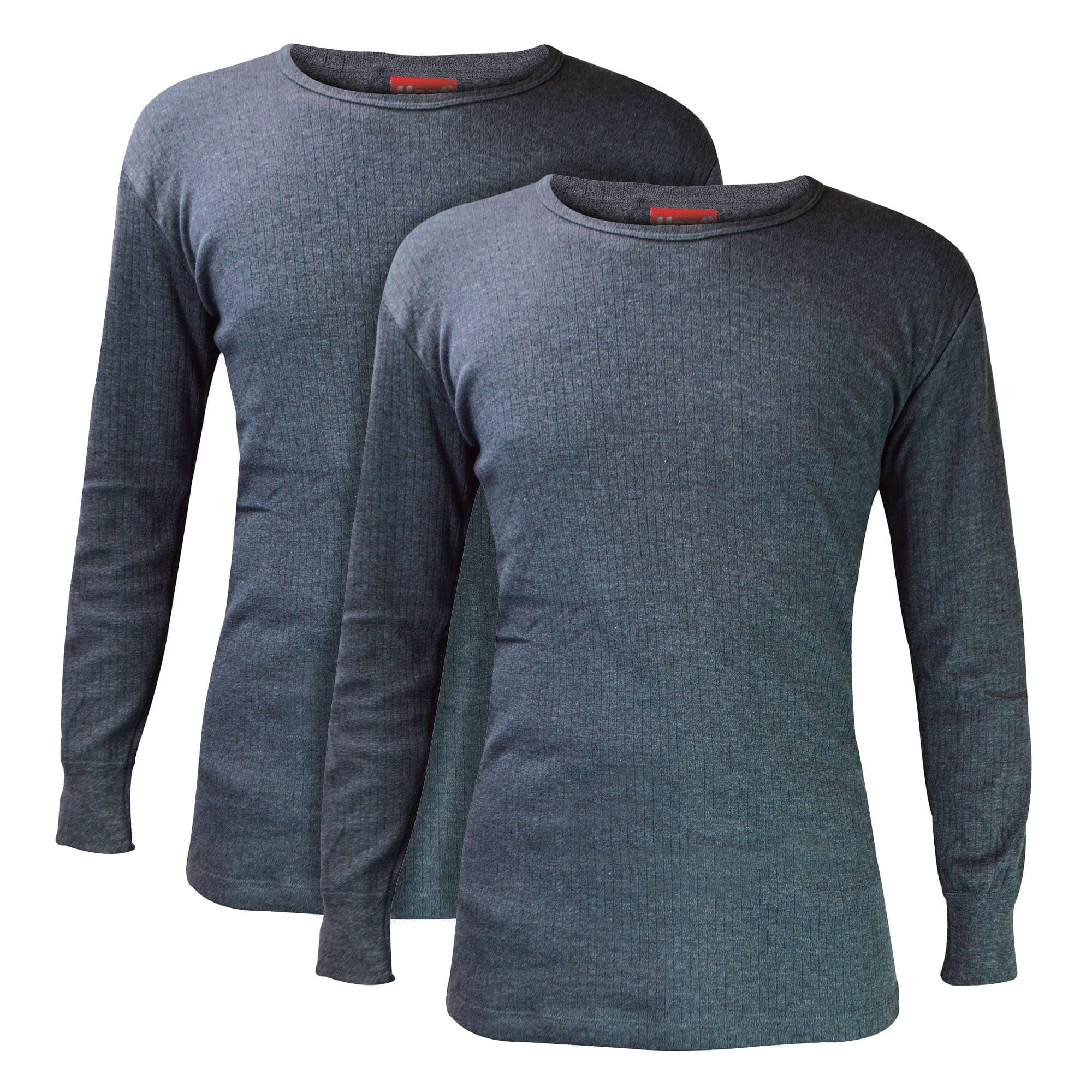 HEAT HOLDERS - Lot De 2 Homme Riche en Coton sous Vetements Thermqiue Anti Froid Manche Longue T-Shirt pour l'hiver