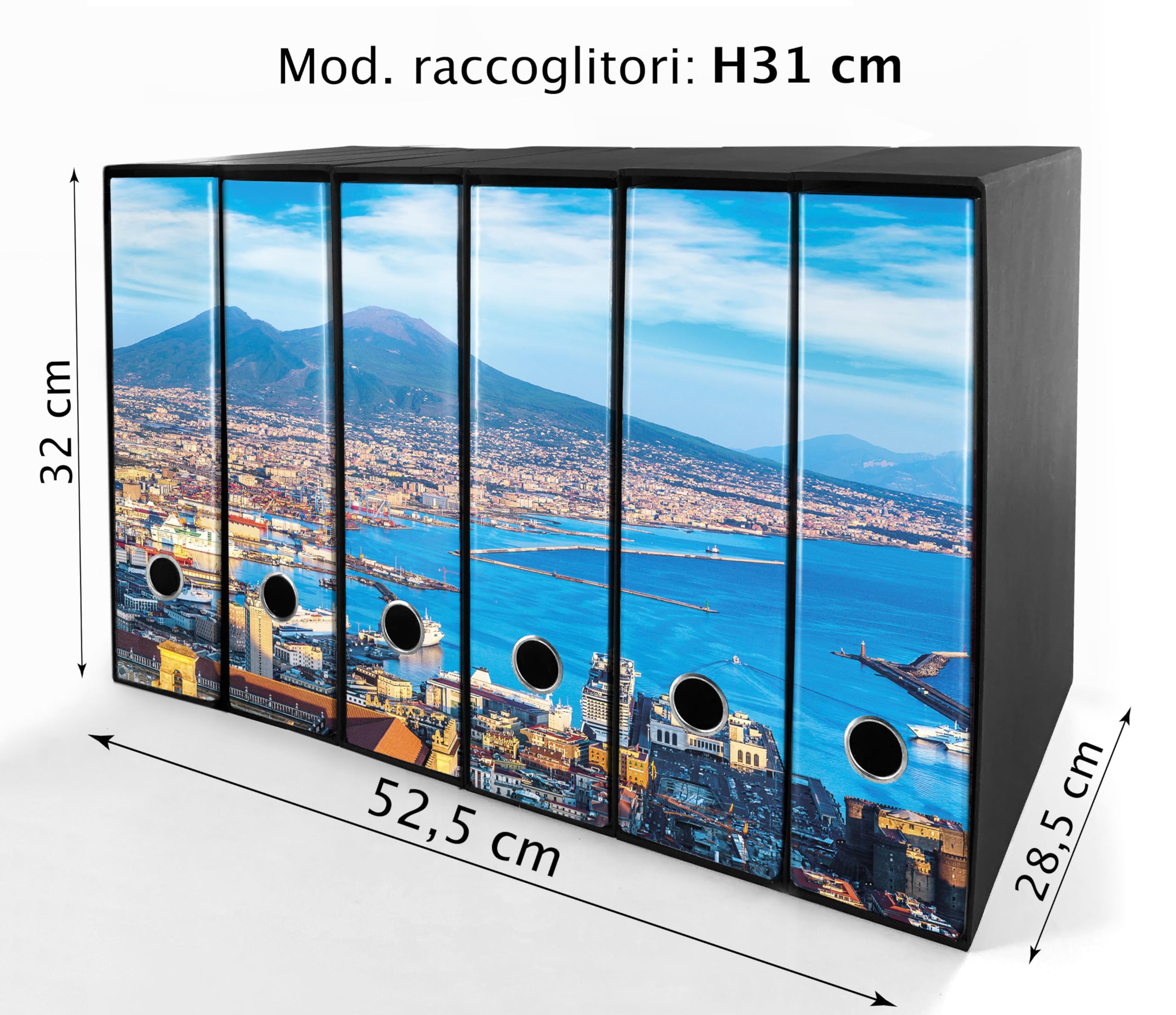 Set da 6 raccoglitori ad anelli GOLFO DI NAPOLI- Faldoni SHAREPRINTING (H31 con 4 anelli)