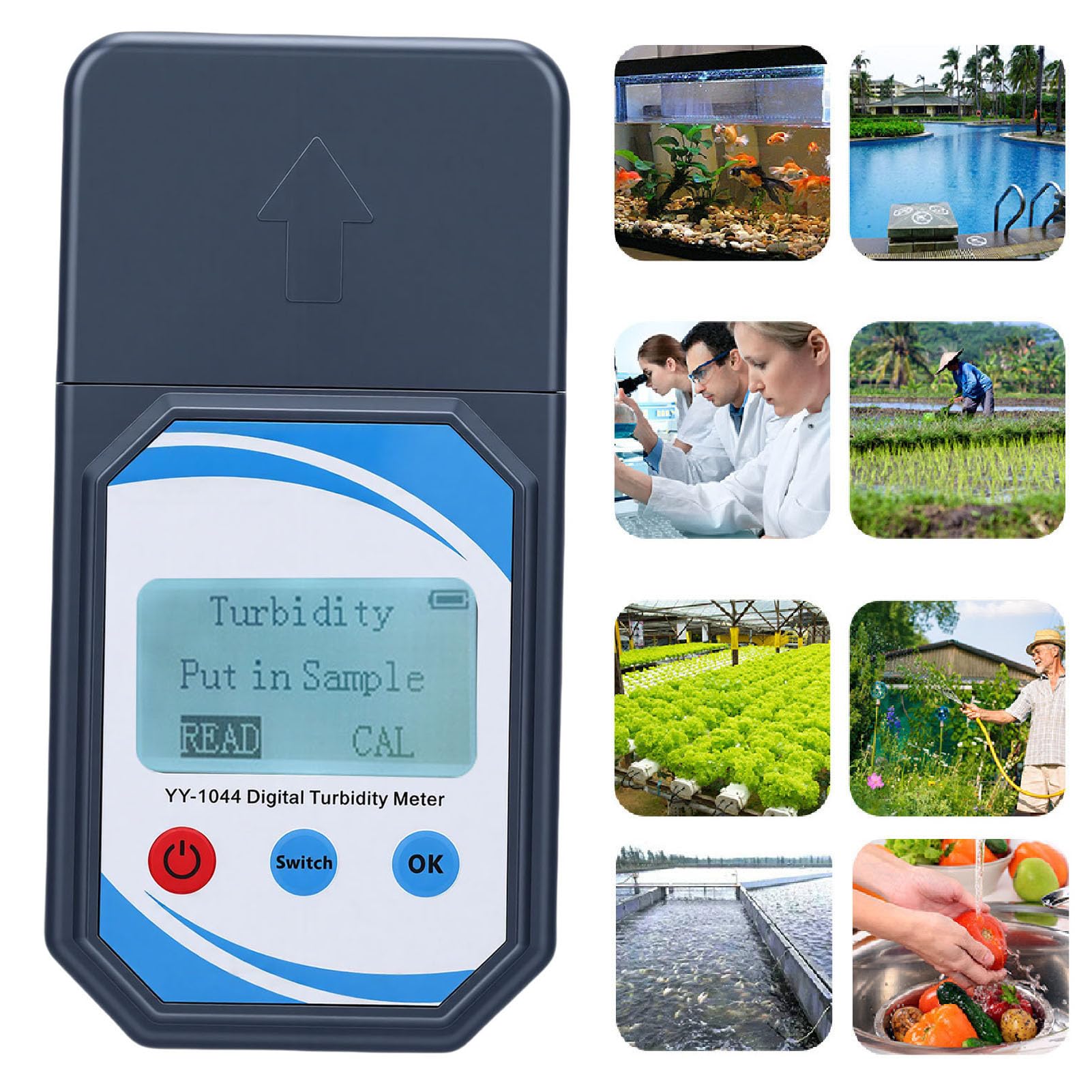 Medidor de Turbidez Portátil, Turbidímetro de Agua con Pantalla Digital, Medidor de Medición de Luz Dispersa 90 con Almacenamiento de Datos, Ideal para Pruebas de Calidad del Agua,