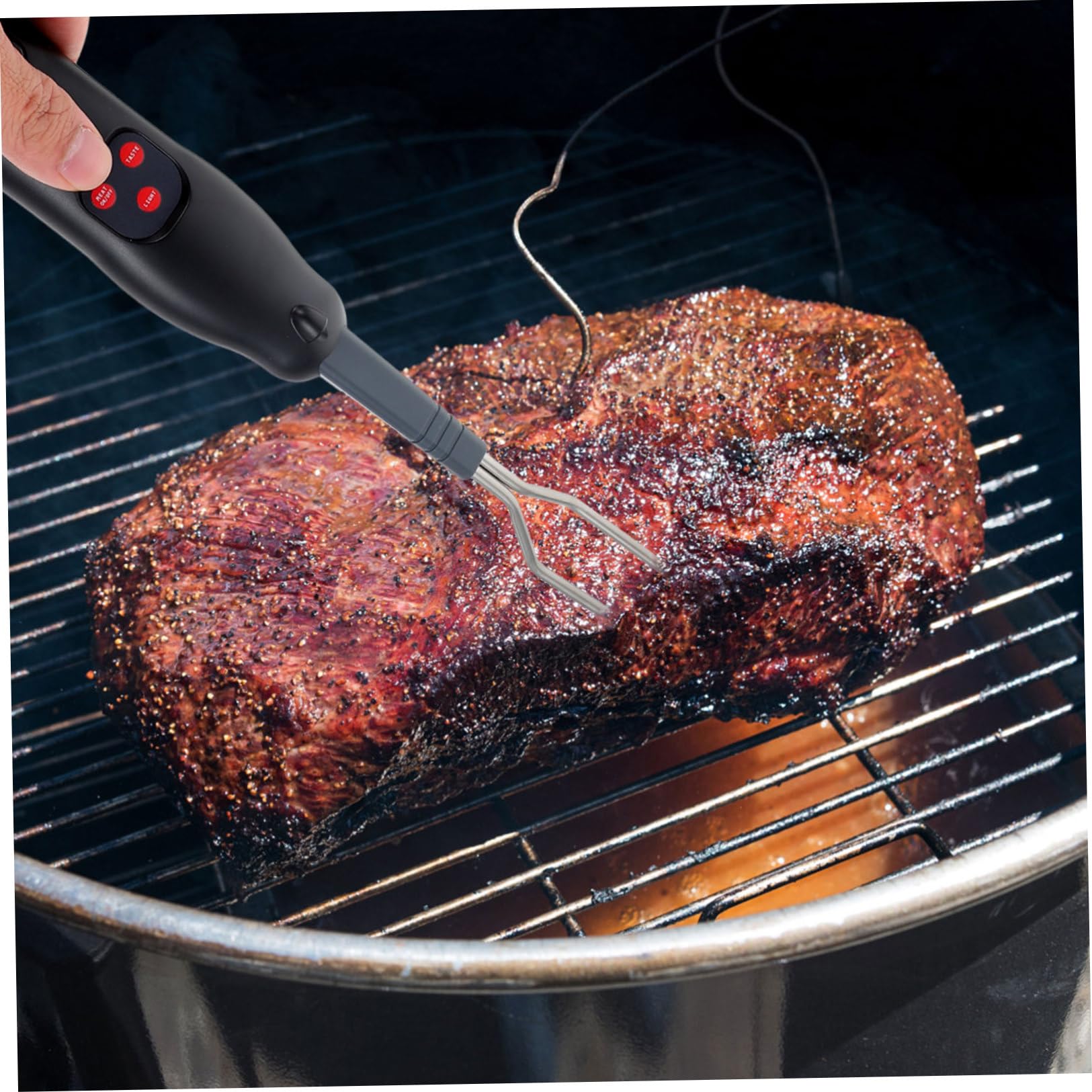 TOYANDONA 2 Pezzi Termometro Elettronico per Carne Bbq con Ergonomico e Sicura Strumento per Arrosto e Termometro Wireless Inossidabile