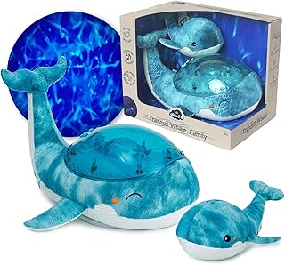 Cloud B Ocean Projector Nightlight with White Noise Soothing Sounds | Adjustable Settings and Auto-Shutoff | Tranquil Whale Family - Blue