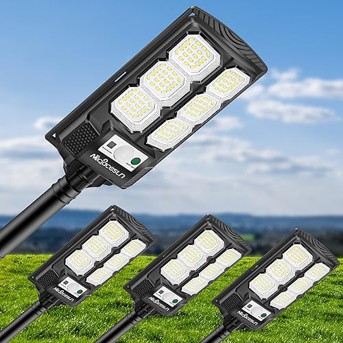 Miniatura 15 de Luces solares para exteriores 10000LM-6500K luz de calle, luces solares para exteriores con sensor de movimiento y atardecer a amanecer, IP66