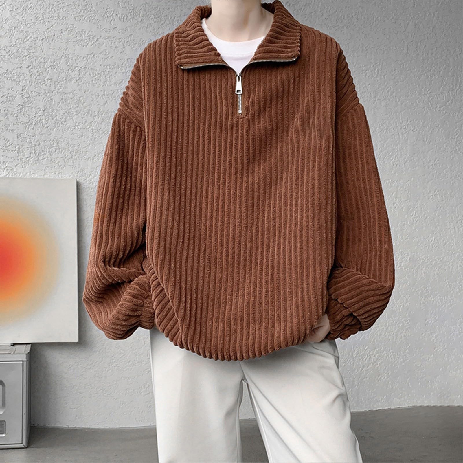 Sweatshirts für Herren Katzen Pullover lustige Weihnachtspullover Oberteile Half Zip Langarmshirt Herren Baumwolle Jacke Winterjacke Sweatjacke mit Kapuze faschingskostüme