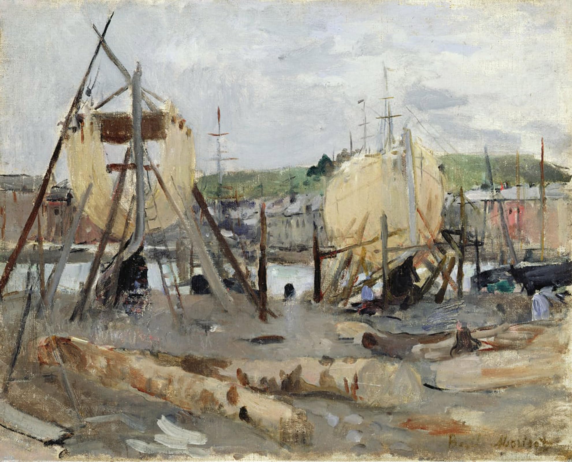 ARTXLXXBN Famous Painting Canvas Artwork Graffiti Print Boat Buildingby Berthe Morisot Portrait Canvas Image for Home Decor 60x90cm