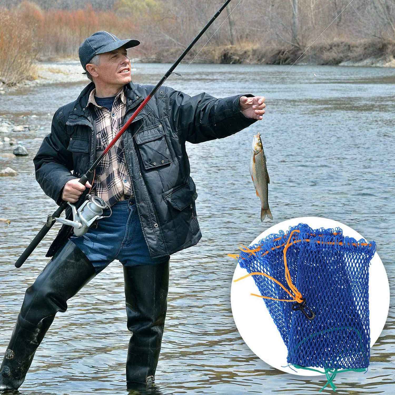 yasoe Sac D'Appât de Piège à Crabe 6 Pièces avec Casier Piège à Poisson Portable Piège à Crabe en Plein Air Pièges à Appâts Filet à Crevettes Accessoires de Pêche
