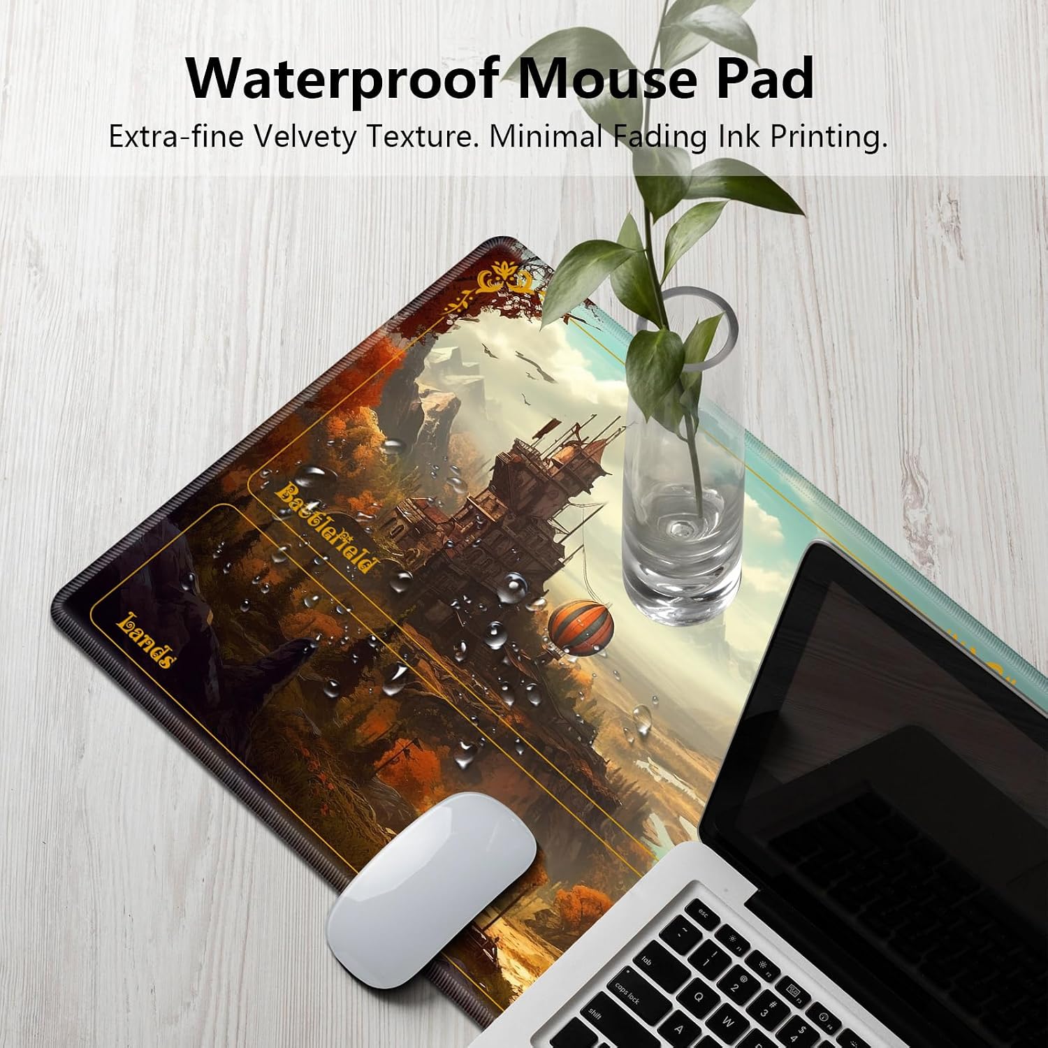 MTG Playmat with Zones 24" x 14" - High Elastic Rubber Base Non-Slip Sole HD Printing - Magic Mat, Card Playmat, Mouse Pad, Game Scene Balloon Castle