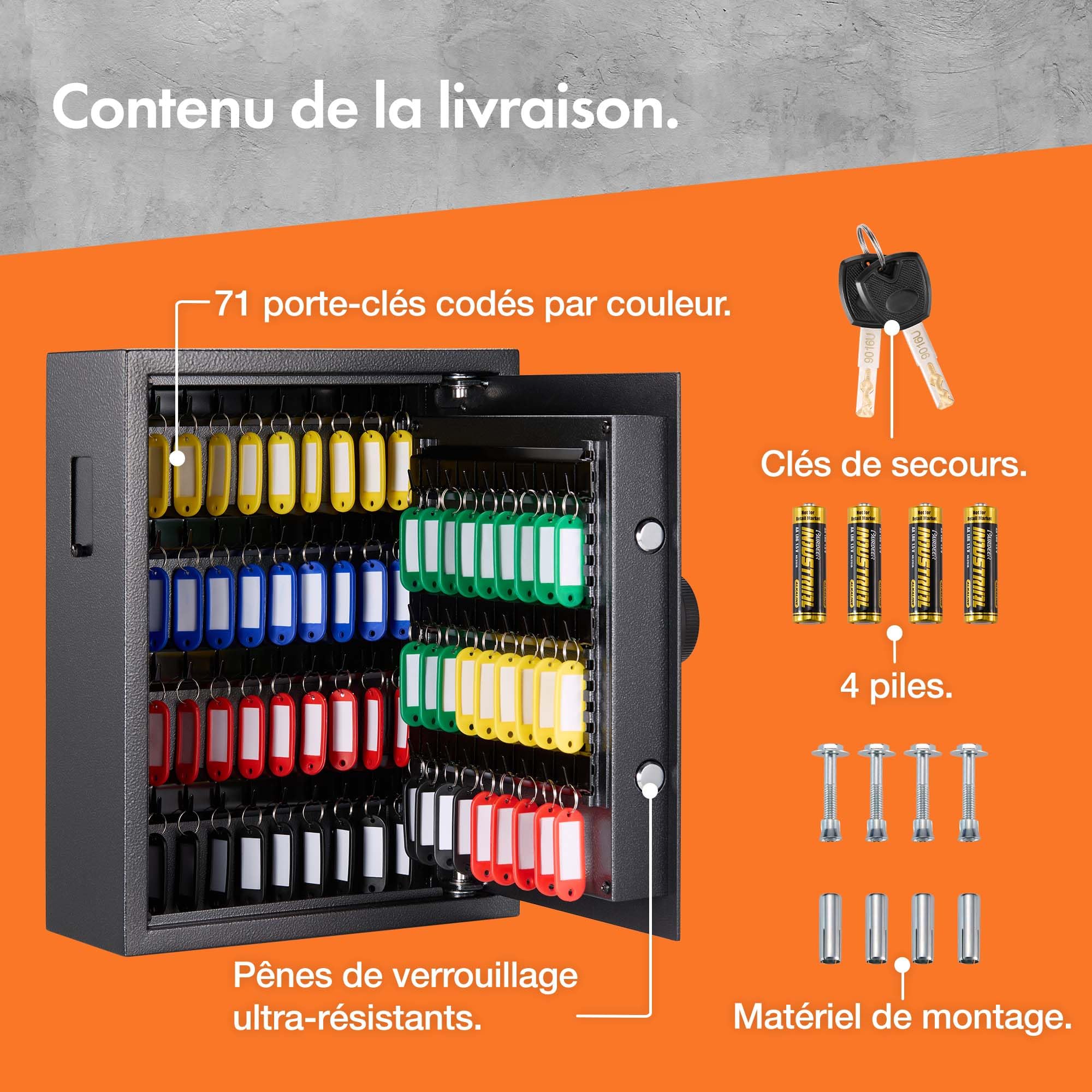 VonHaus Armoire à Clés avec Code - Jusqu'à 71 Clés | Coffre-fort Sécurisée, Coffre-fort Numérique avec Verrouillage à Solénoïde, Accès Sécurisé par Clavier, Indicateurs Lumineux