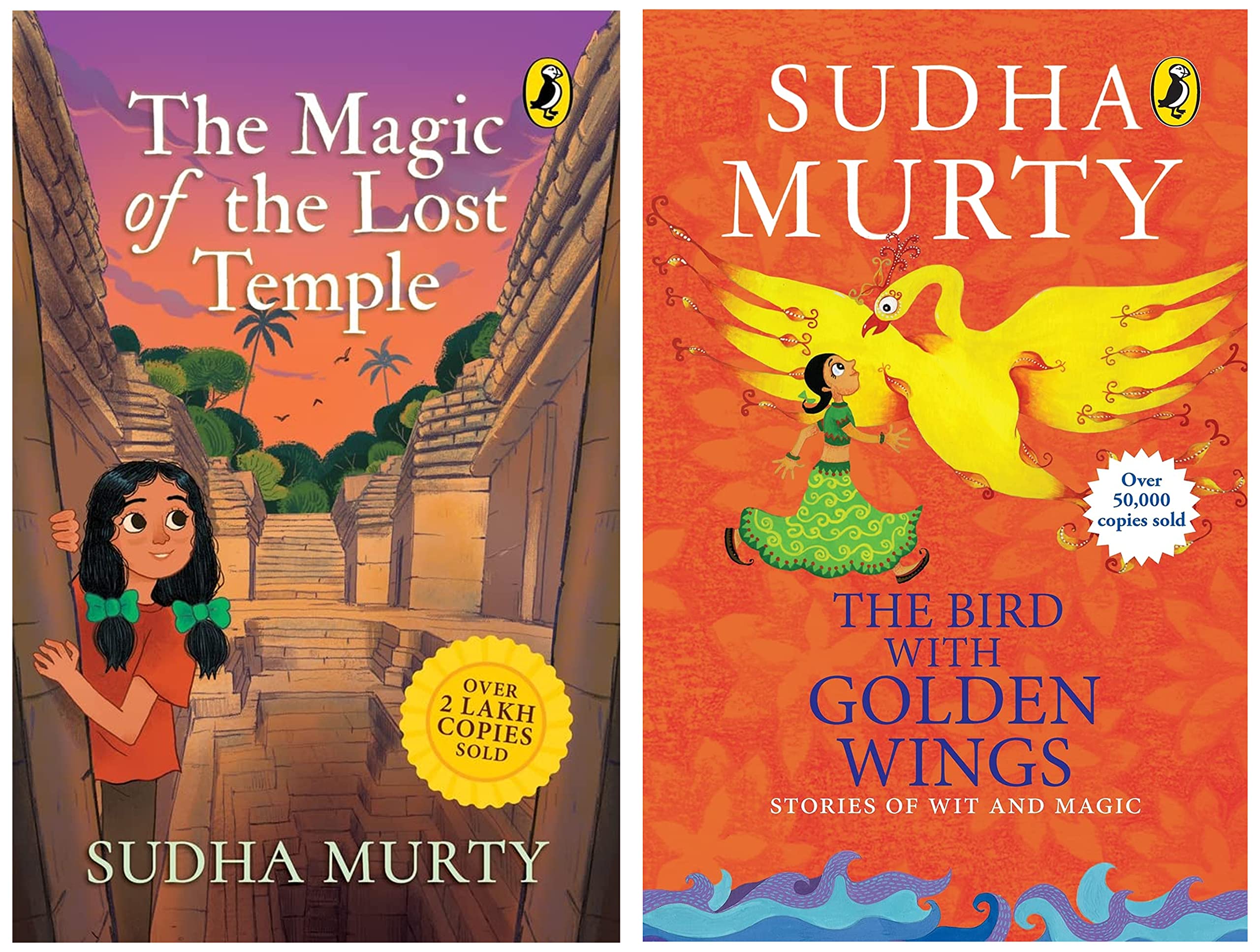 The Magic of the Lost Temple: Illustrated, easy to read and much-loved first full length children’s fiction novel by Sudha Murty for ages 8–12 & The Bird with Golden Wings: Stories of Wit and Magic Product Bundle