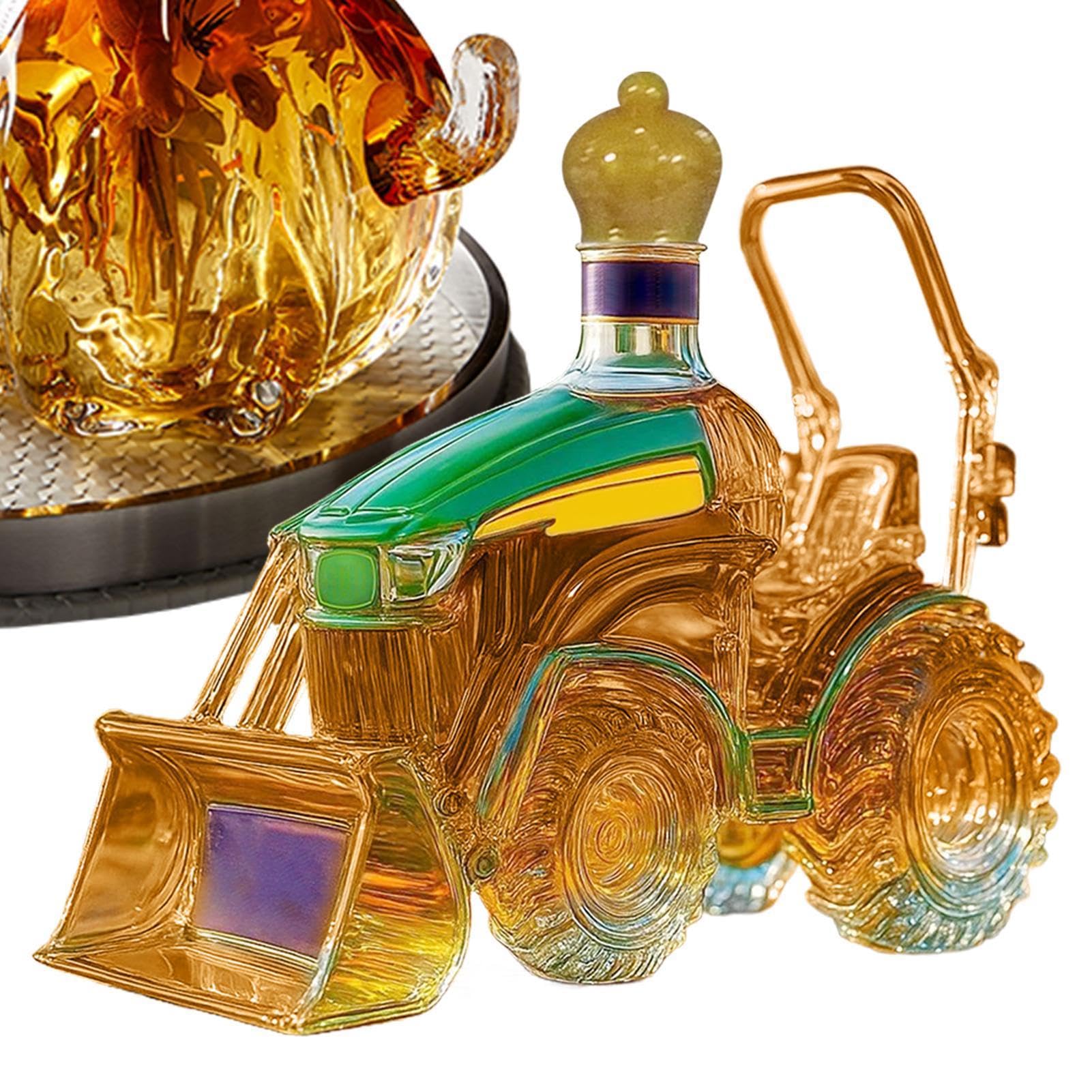 Decanter per tequila - Contenitore per bottiglie di vino con scultura tridimensionale creativa premium da 1000 ml per trattore, espositore per ornamento per riporre oggetti in cristallino senza