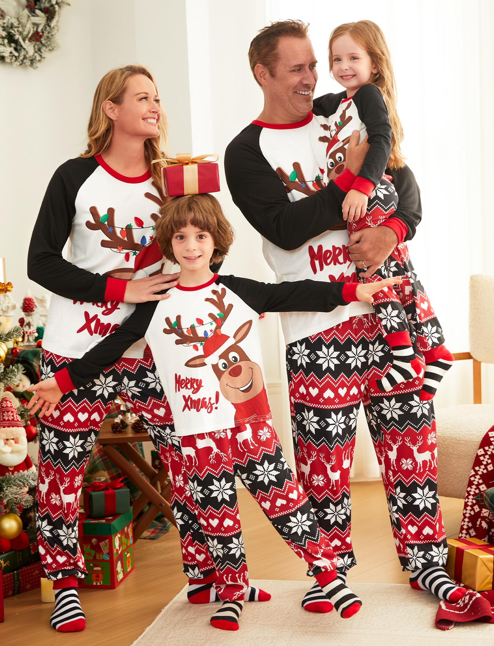 PATPAT - Pigiama Natale Famiglia Coordinati - Pigiami Natalizi per Tutta la Famiglia - Pigiama Donna Invernale - Pigiama Natale Coordinati Coppia - Pigiami Coppia- Pigiama Uomo Invernale
