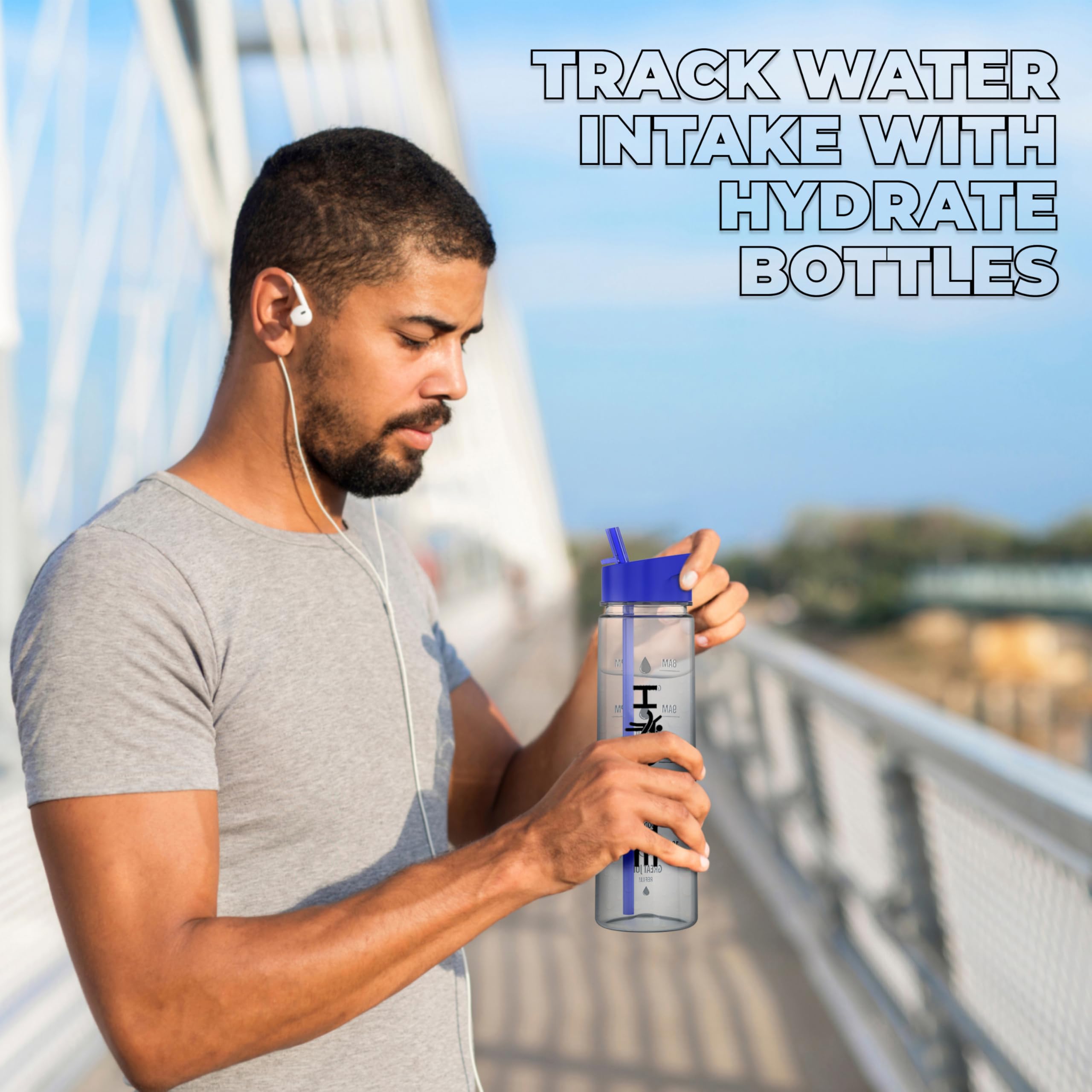 Bloomma Motivational 900ml Straw Water Bottle – With Time Markings, BPA - View #10