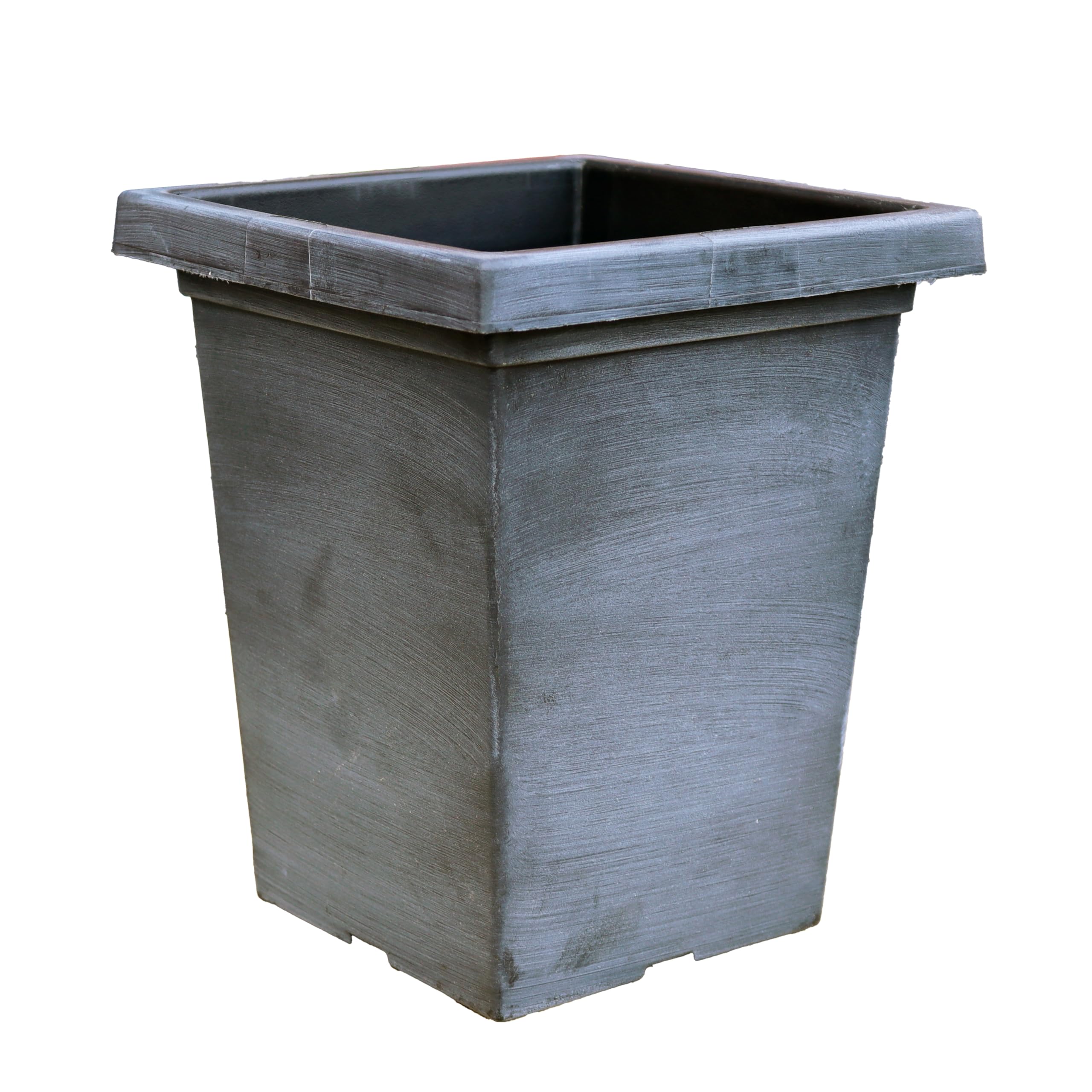 Darthome Black Tall Square Planter 33Cm Aged Plastic Large Garden Outdoor Cube Flower Pot Box