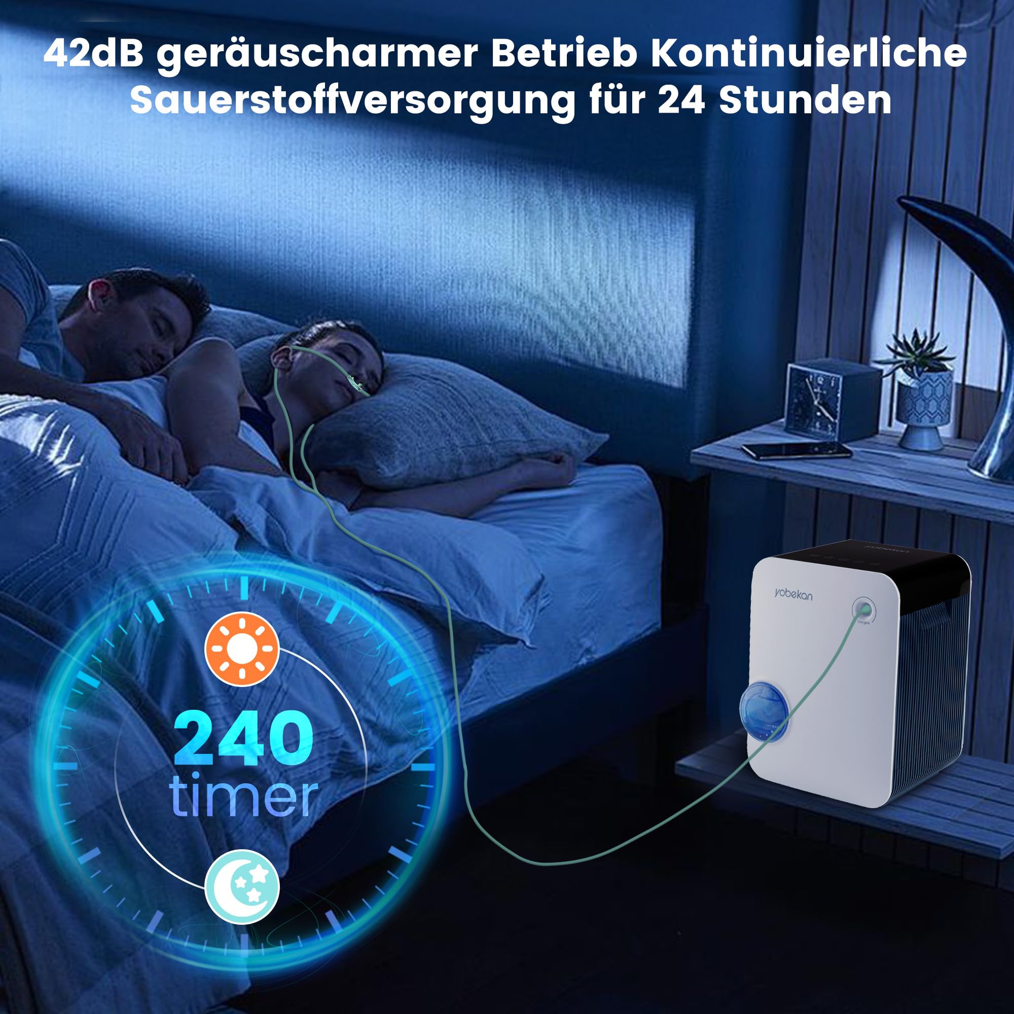 Sauerstoffkonzentrator Tragbarer, Hochreine 96% Sauerstoffgerät für Zuhause, 2-9 L/min Einstellbarer Durchfluss, Hochwertiger Oxygen Concentrator, mit Fernbedienung (Anleitung in Deutsch)