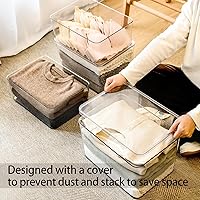 Vista 3 de Juego de cubos de almacenamiento de plástico con tapa, organizador de cesta de escritorio transparente, contenedor de cocina, ropa, armario, estante