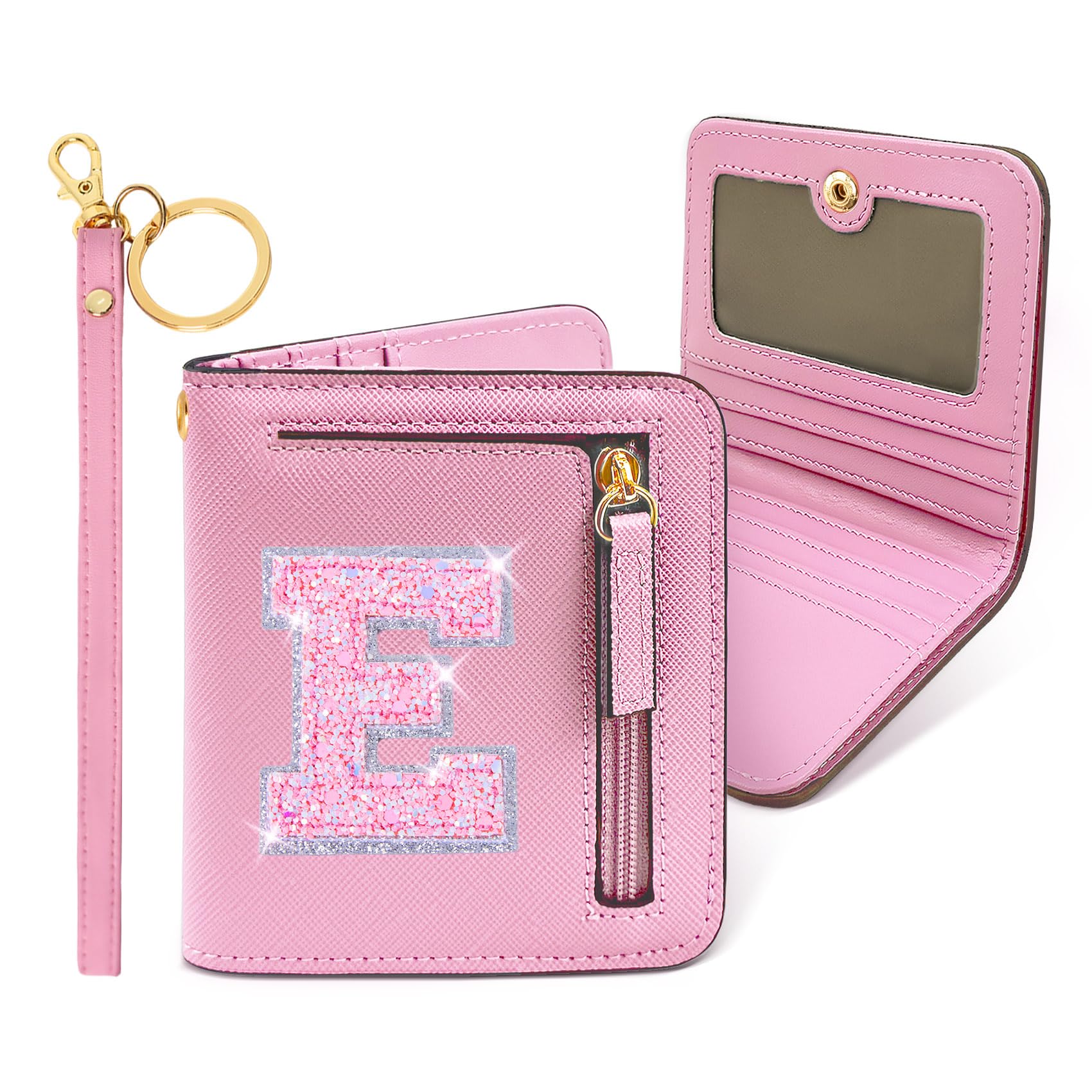 COSHAYSOO Initial RFID Wallet Small Birthday Christmas Stocking Stuffer Stuff Gifts Idea for Her Flower Teen Girls Bridesmaids Bachelorette Wedding Anniversary Party Favor Personalized Presents Pink E