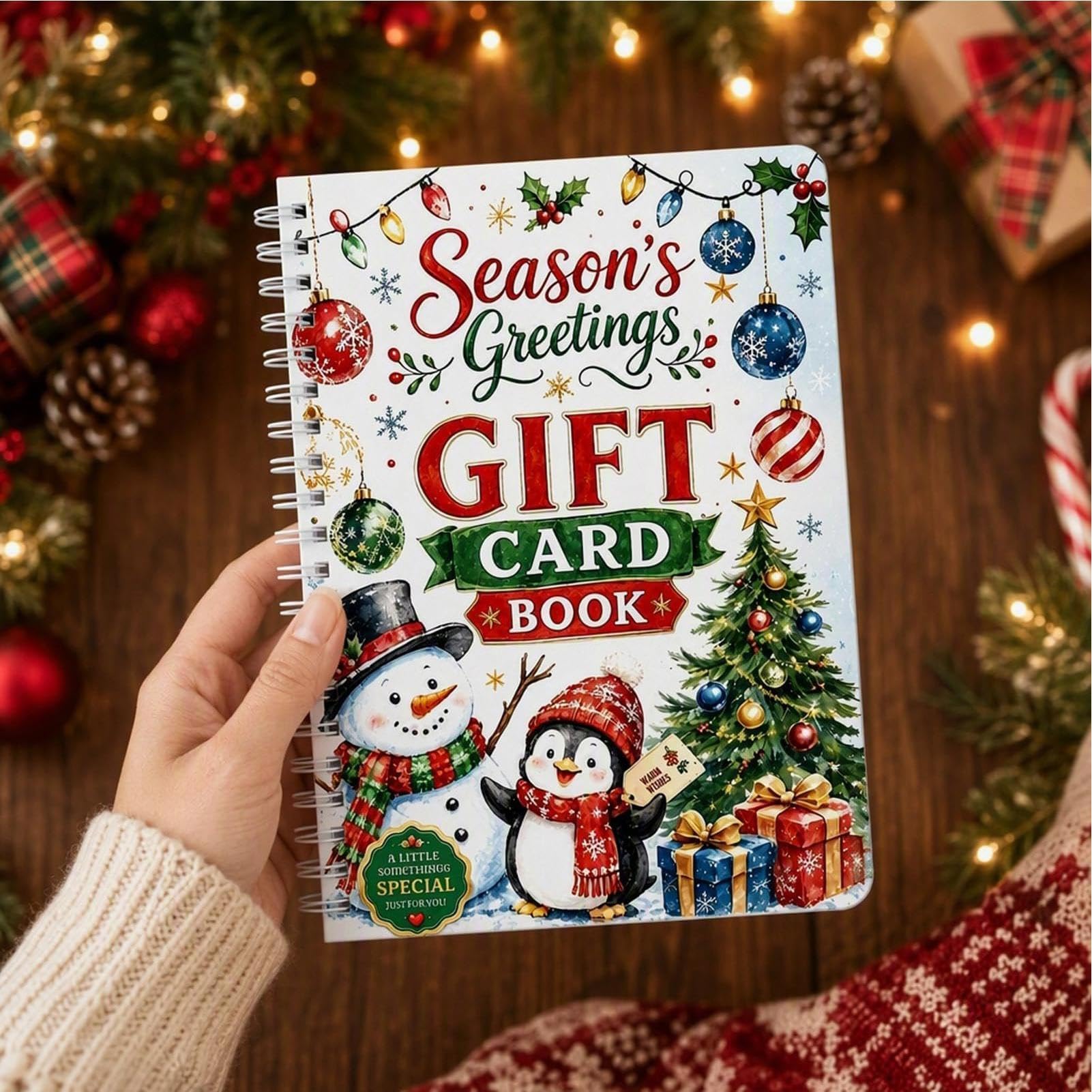 Livres de cartes-cadeaux pour Noël à spirales avec porte-monnaie