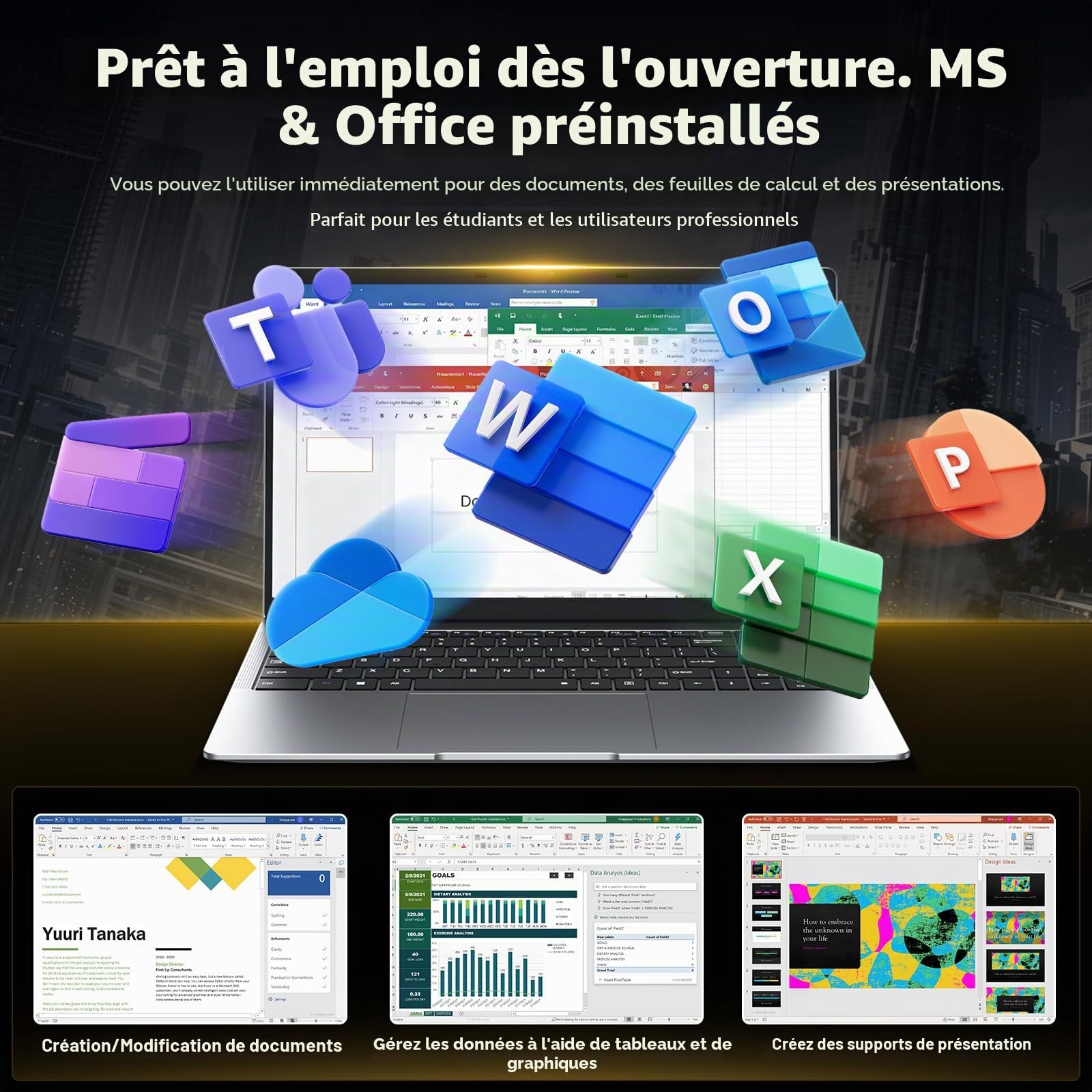 Ordinateur Portable 15,6" avec 12 Go de RAM,SSD 256 Go,écran 100% sRGB,processeur N4000, Wi-FI 5 Double Bande,Bluetooth 4.2, USB-A, HDMI, écran FHD 1920 x 1080 (12, GB)