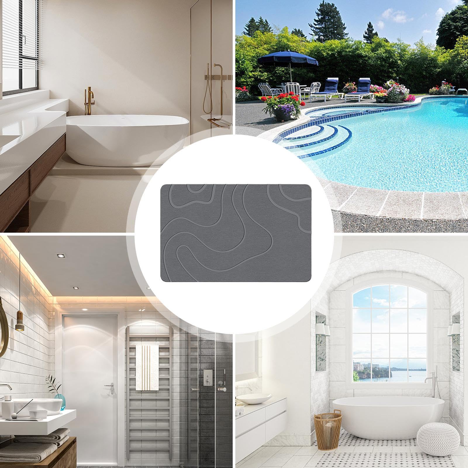 Generico Diatomite Bagno Piestomite- 39x60 cm Diatomite Baglie da bagno | Felpudo per il | Tappeto da | Versatilità Assorbimento rapido 'acqua per la pulizia della camera da e degli hotel