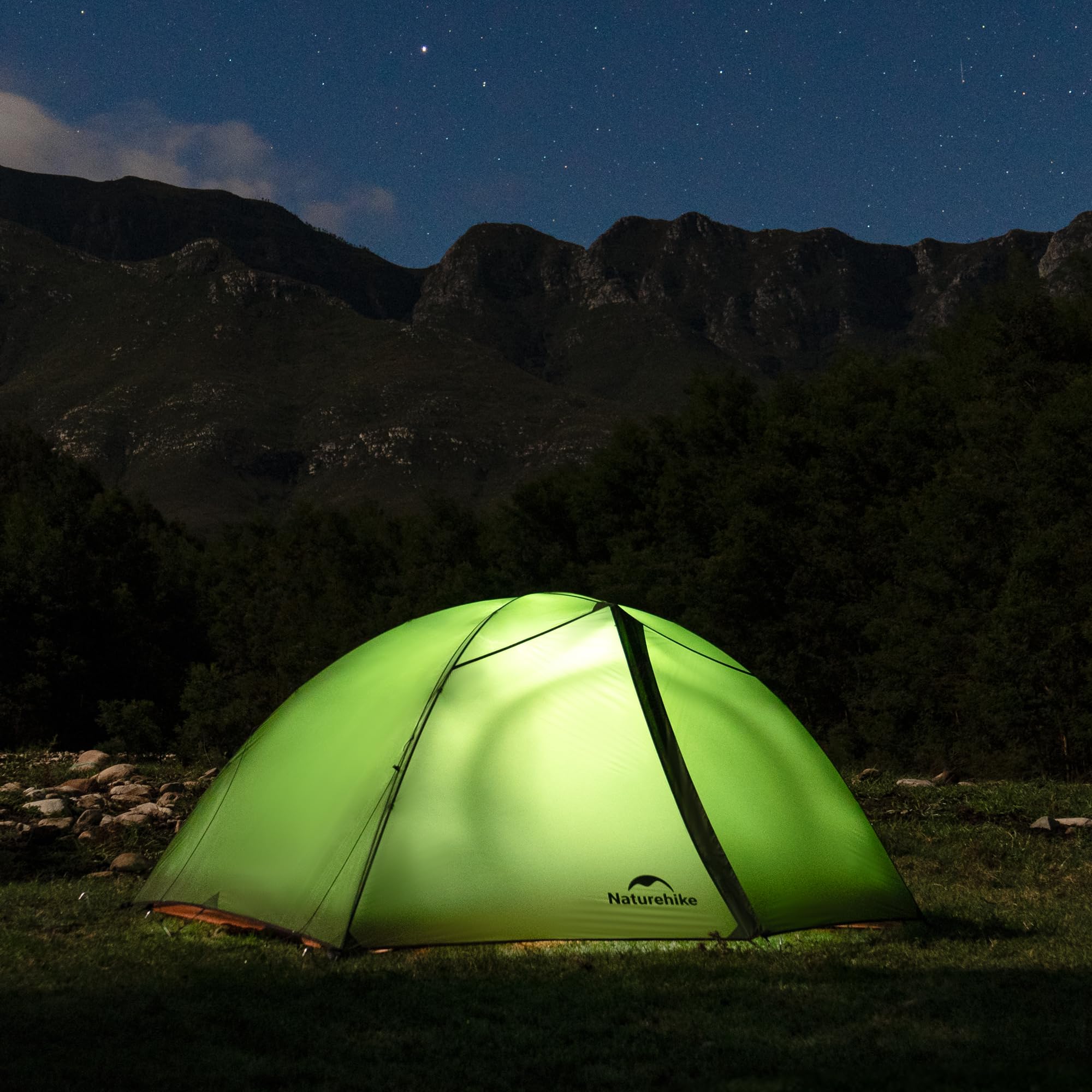 Naturehike Cloud Creek - Tenda da campeggio per 2 persone, ultraleggera, in alluminio 7001, protezione solare e impermeabile, per escursioni, avventure all'aperto (verde foresta/2 persone)