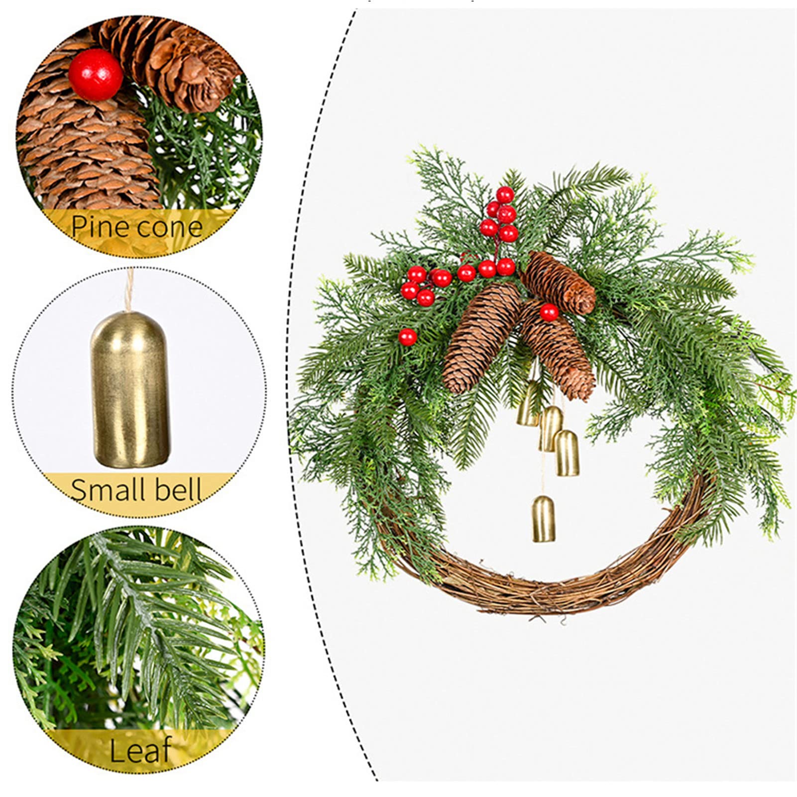 Ghirlanda di Natale per la Porta d'ingresso Ghirlande Natalizie Decorazioni Ghirlande finte per Esterni Ghirlande Natalizie Decorazioni Invernali per la casa