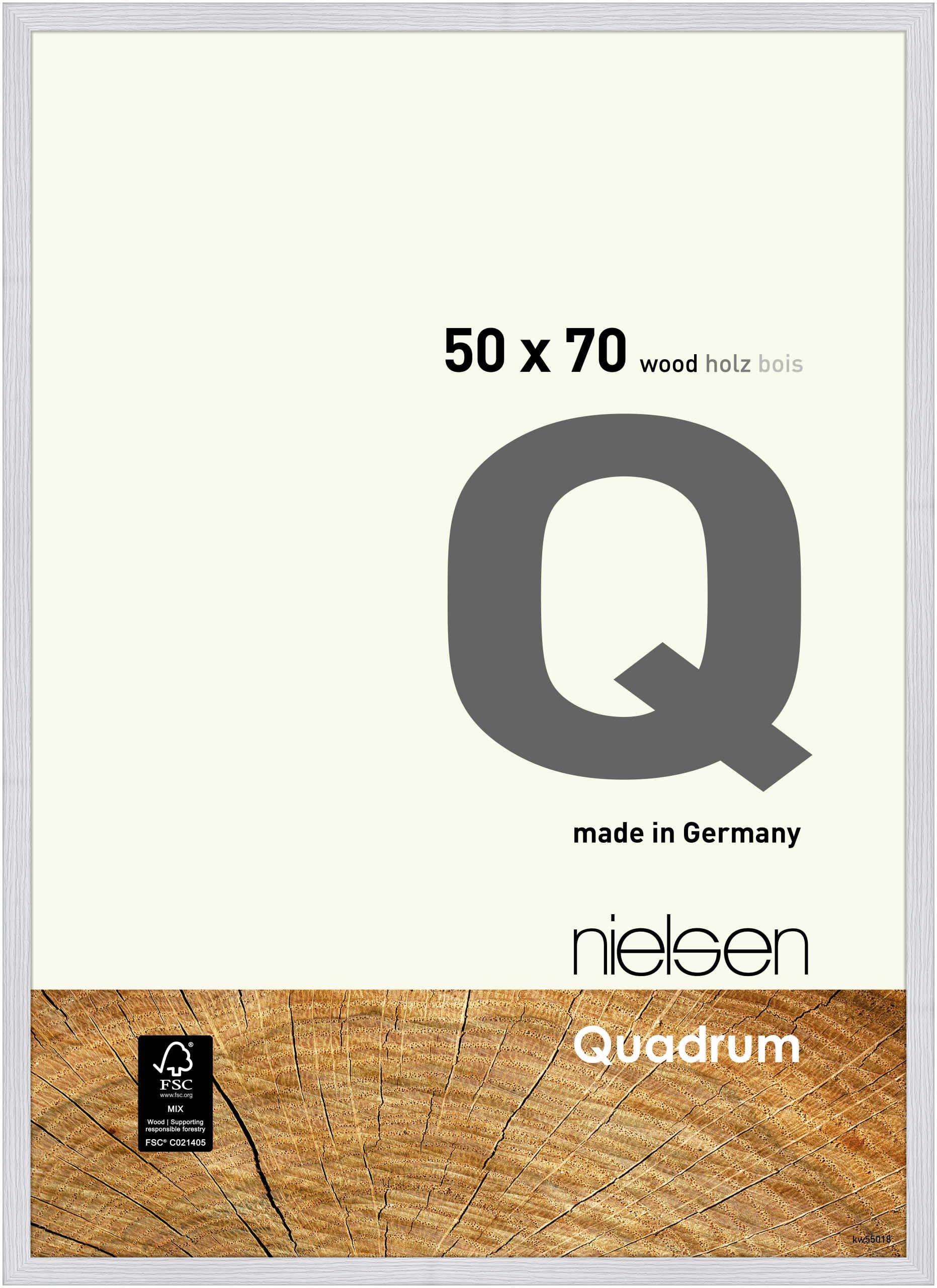 Nielsen Snow White Quadrum Wooden Picture Frame - White Veneer 50X70cm - With Float Glass And Easy Push-Turn Clips - For Photos And Art