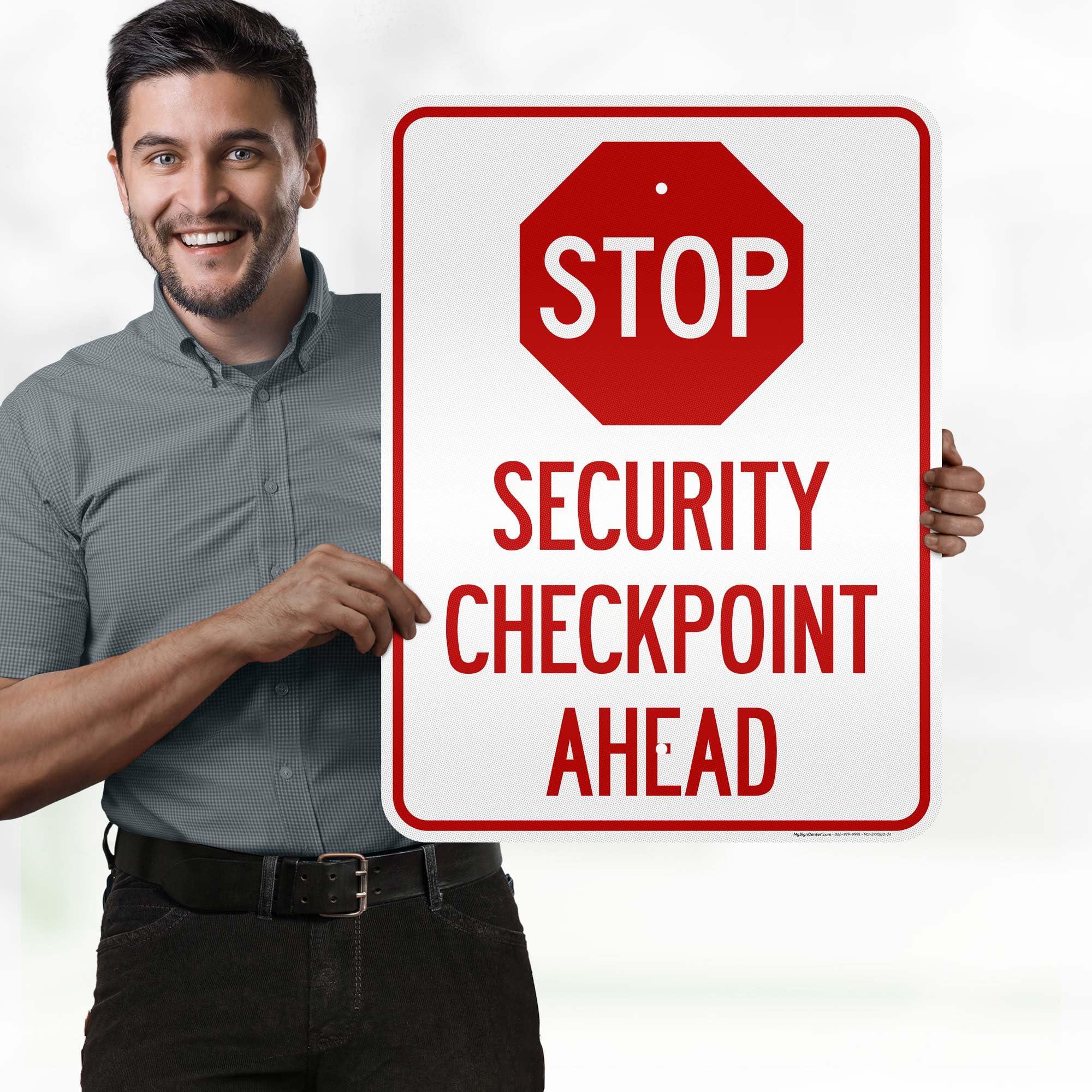 Amazon.com : Stop Security Checkpoint Ahead Sign, 18x24 Inches, 3M
