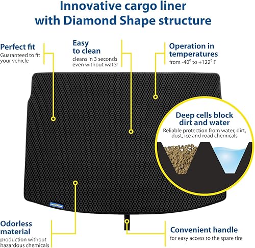 Miniatura 2 de Goodyear Forro de alfombrilla de carga de ajuste personalizado para Toyota Camry 2018-2023  Forro de maletero resistente, forma de diamante,