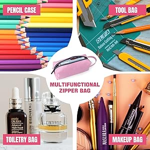 Fmeida Pink Pencil Case Aesthetic Large Capacity Pencil Case Portable Pencil Bag with Handle Cute Stationery Pen Bag Pouch Organizer for School Office Travel