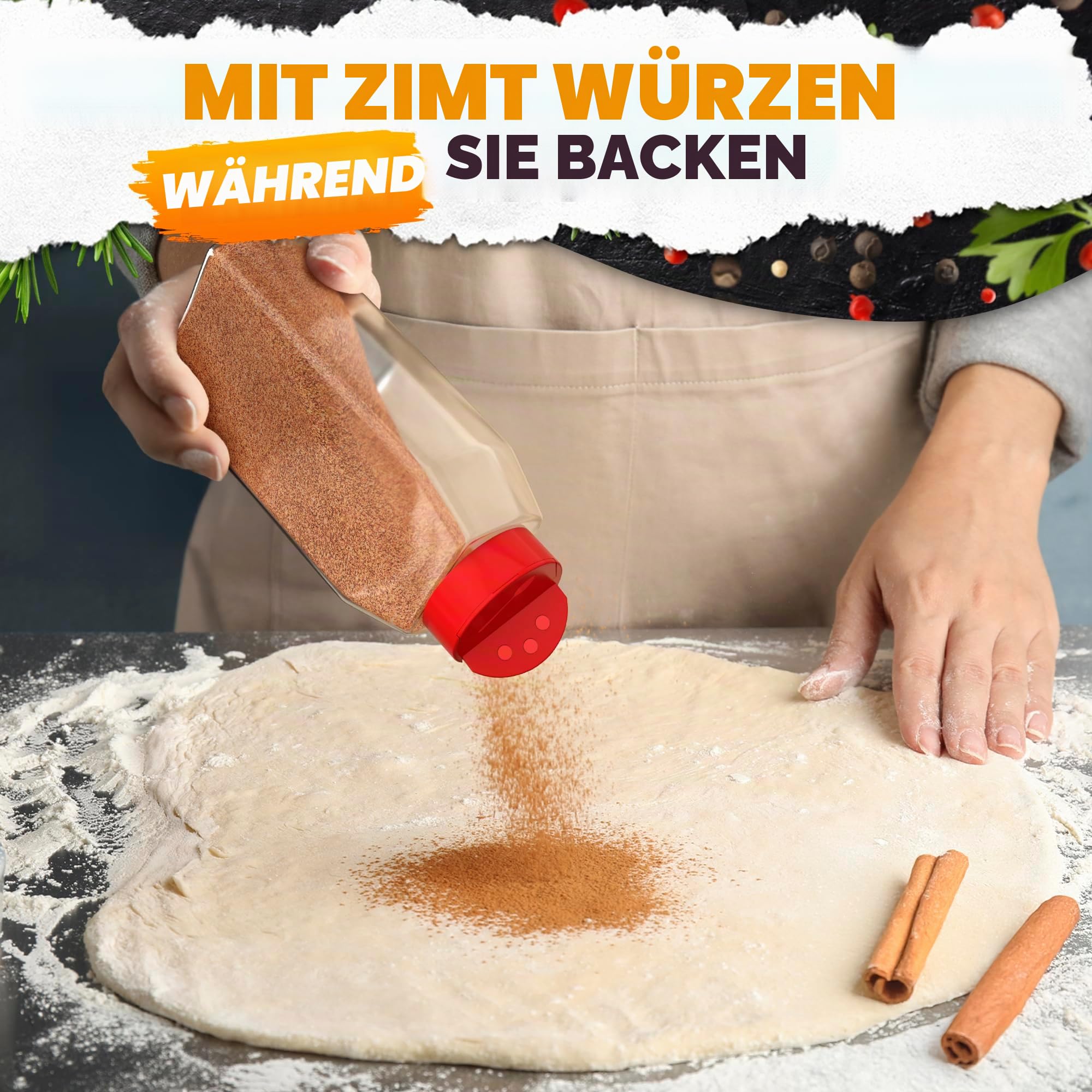 Reluen Große Streuflasche für Gewürze – 907 ml großer Gewürzstreuer aus Kunststoff mit Streudeckel, Gewürzbehälter mit Deckel, Gewürzbehälter mit Deckel, Gewürzgläser, große Gewürzbehälter, 2 Stück
