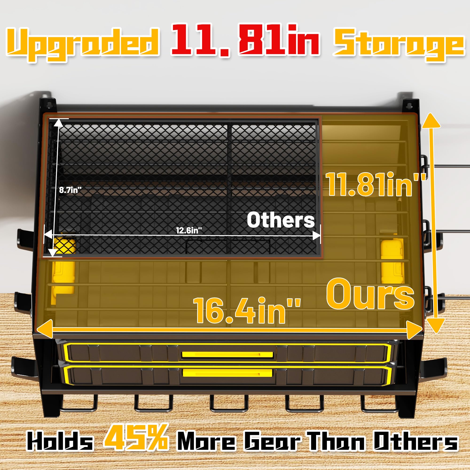 Wide Power Tool Organizer Wall Mount with Charging Station 3 Layer Adjustable Heavy Duty Tool Storage Rack with — view 2