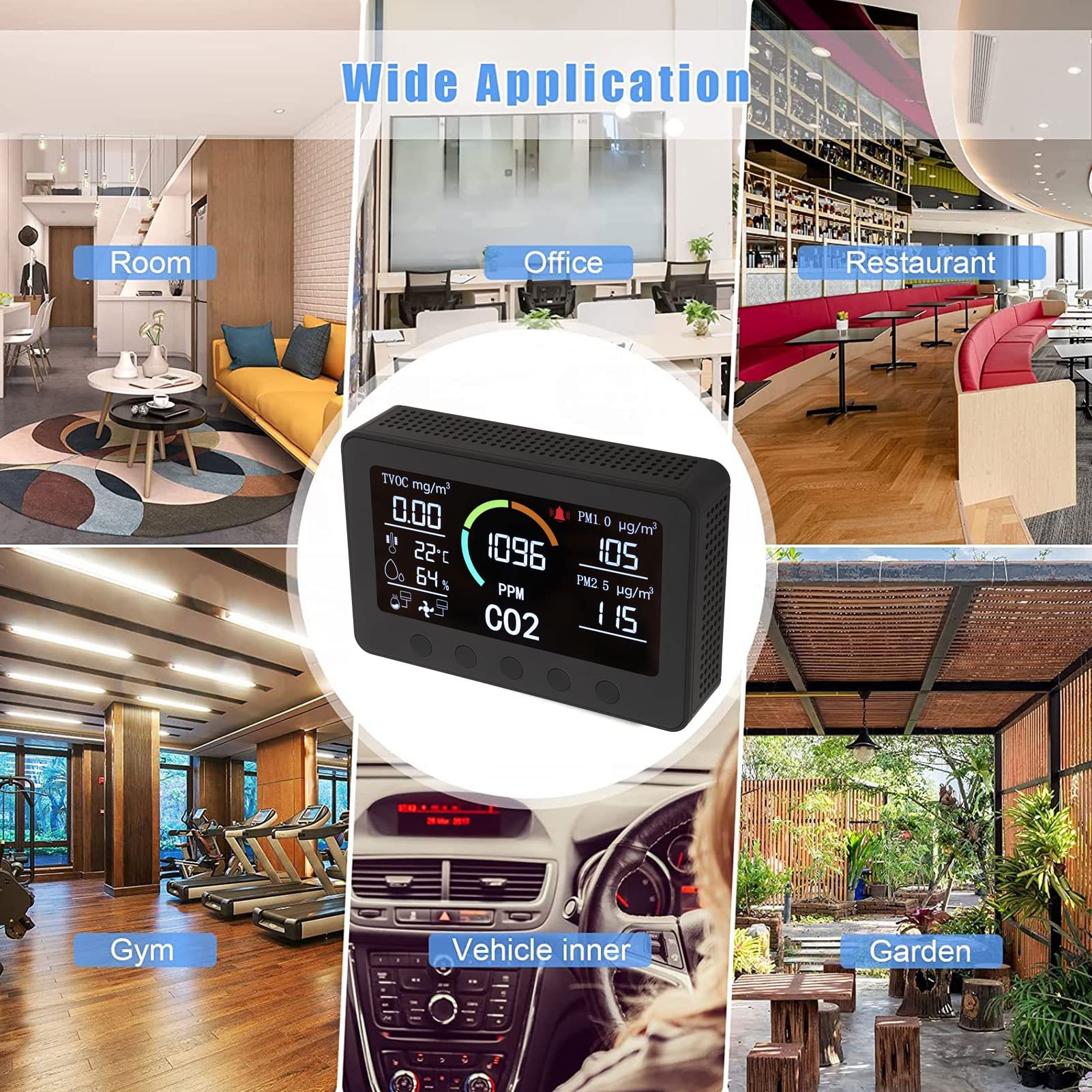 Socobeta 7-calowy Monitor Jakości Powietrza LCD TVOC PM2.5 Detektor Gazu CO2 Miernik Temperatury i Wilgotności do Kuchni w Domu i Biurze (Wtyczka UE)