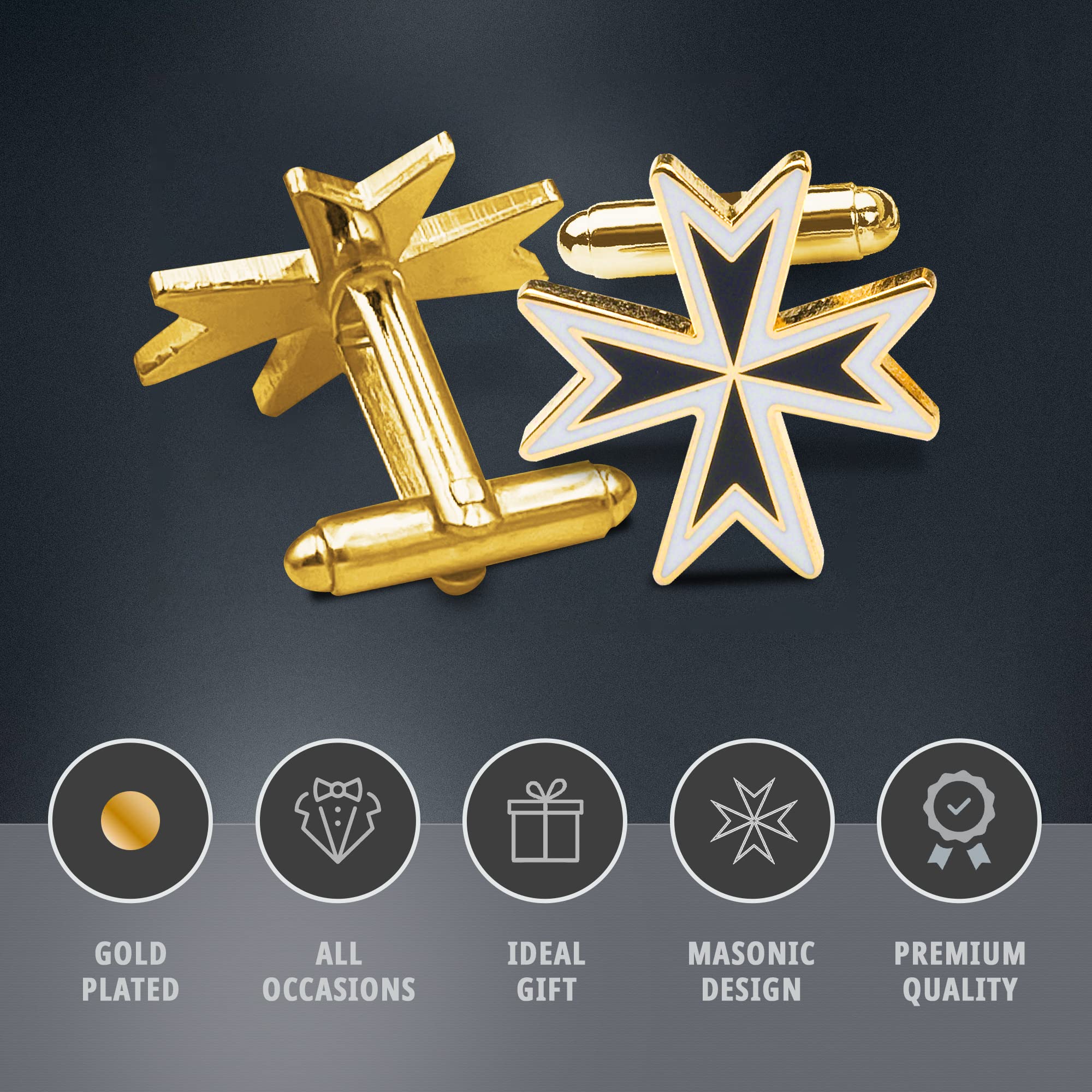 Masonic Maltese Cross Gemelli