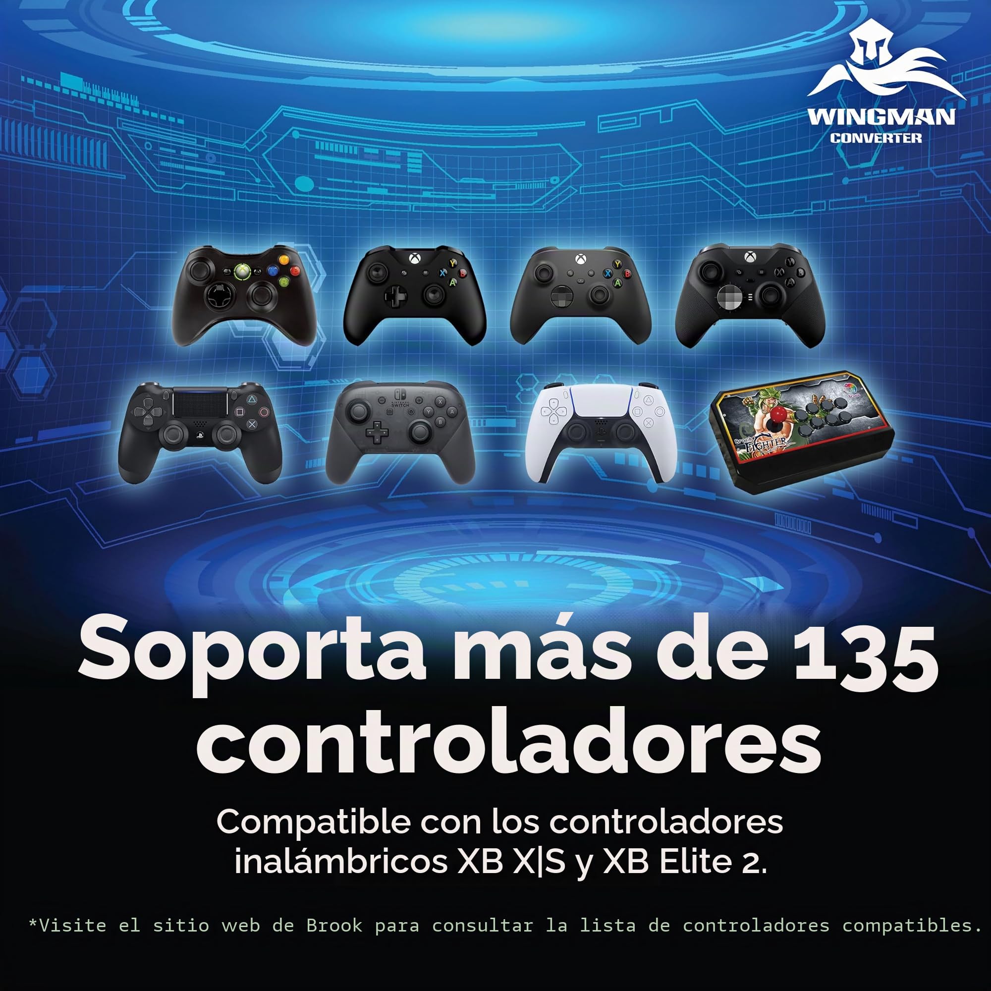 Brook Wingman XB 2 - Convertidor con Llavero - Adaptador de Controlador inalámbrico para XB 360, XB Original Consolas y PC, soporta reasignación y Turbo Ajustable [versión Exclusiva]