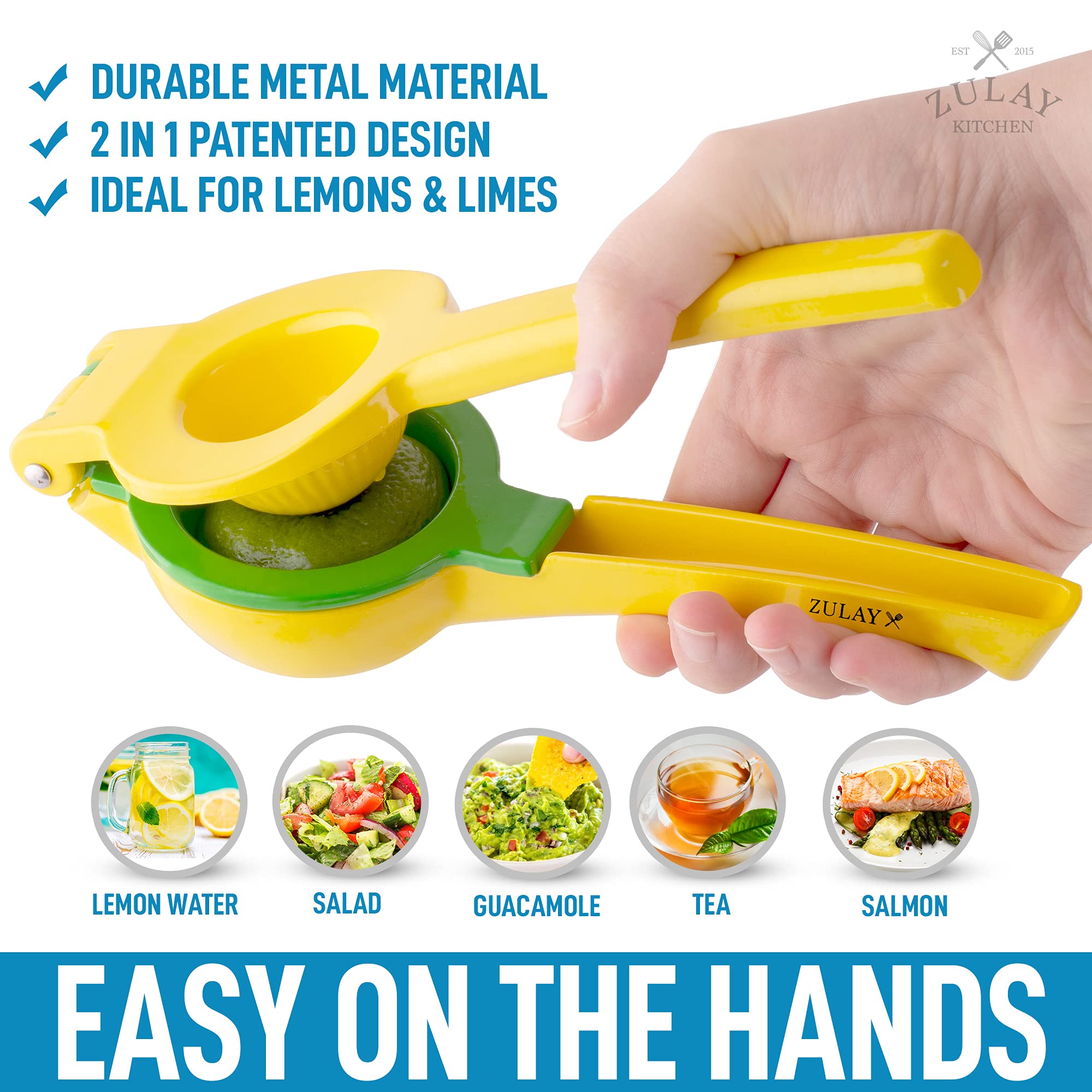 Zulay Premium Metal Lemon Lime Squeezer Manual Citrus Press Juicer