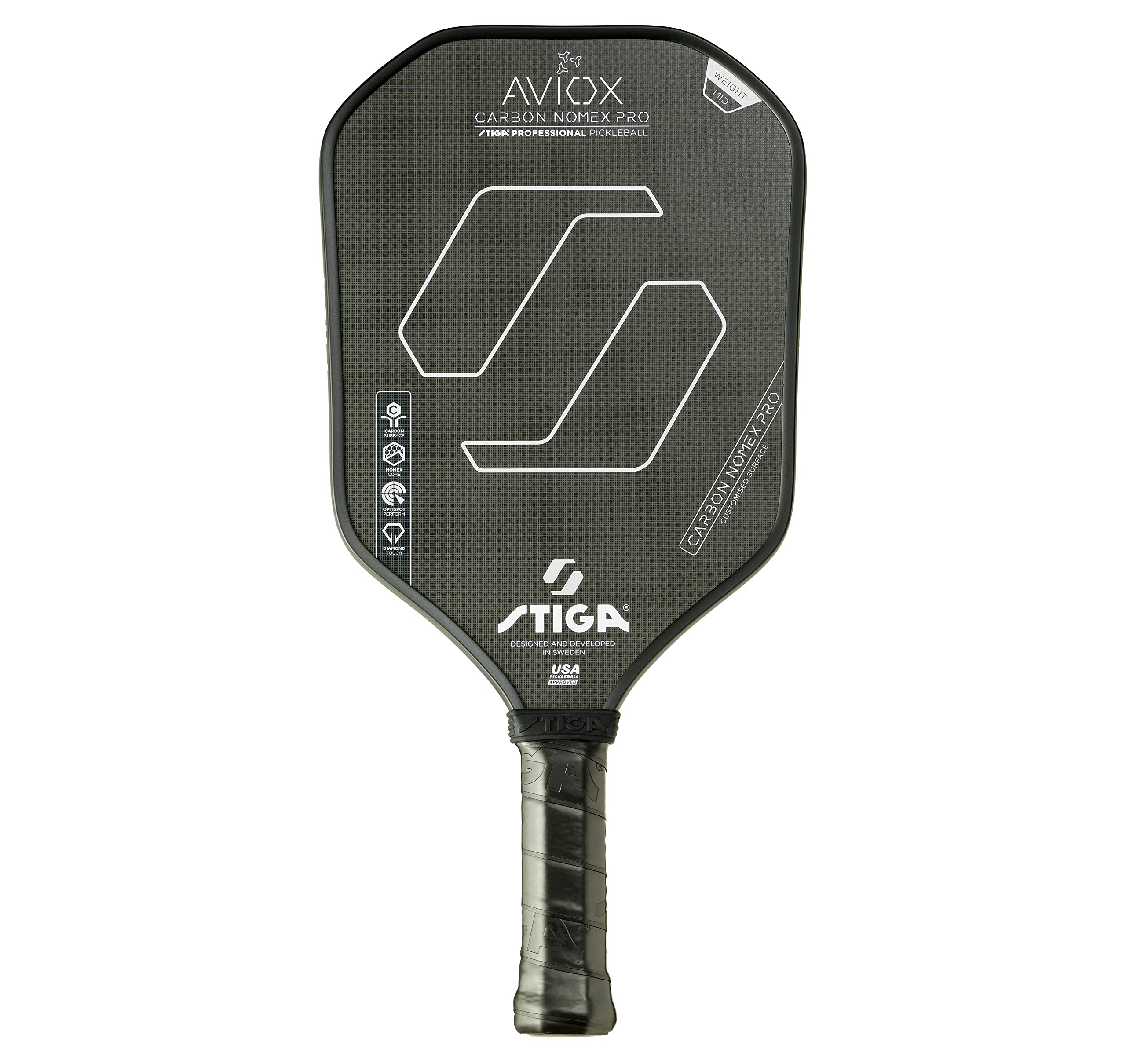 StigaAviox Carbon Nomex Pickleball Racket Silver