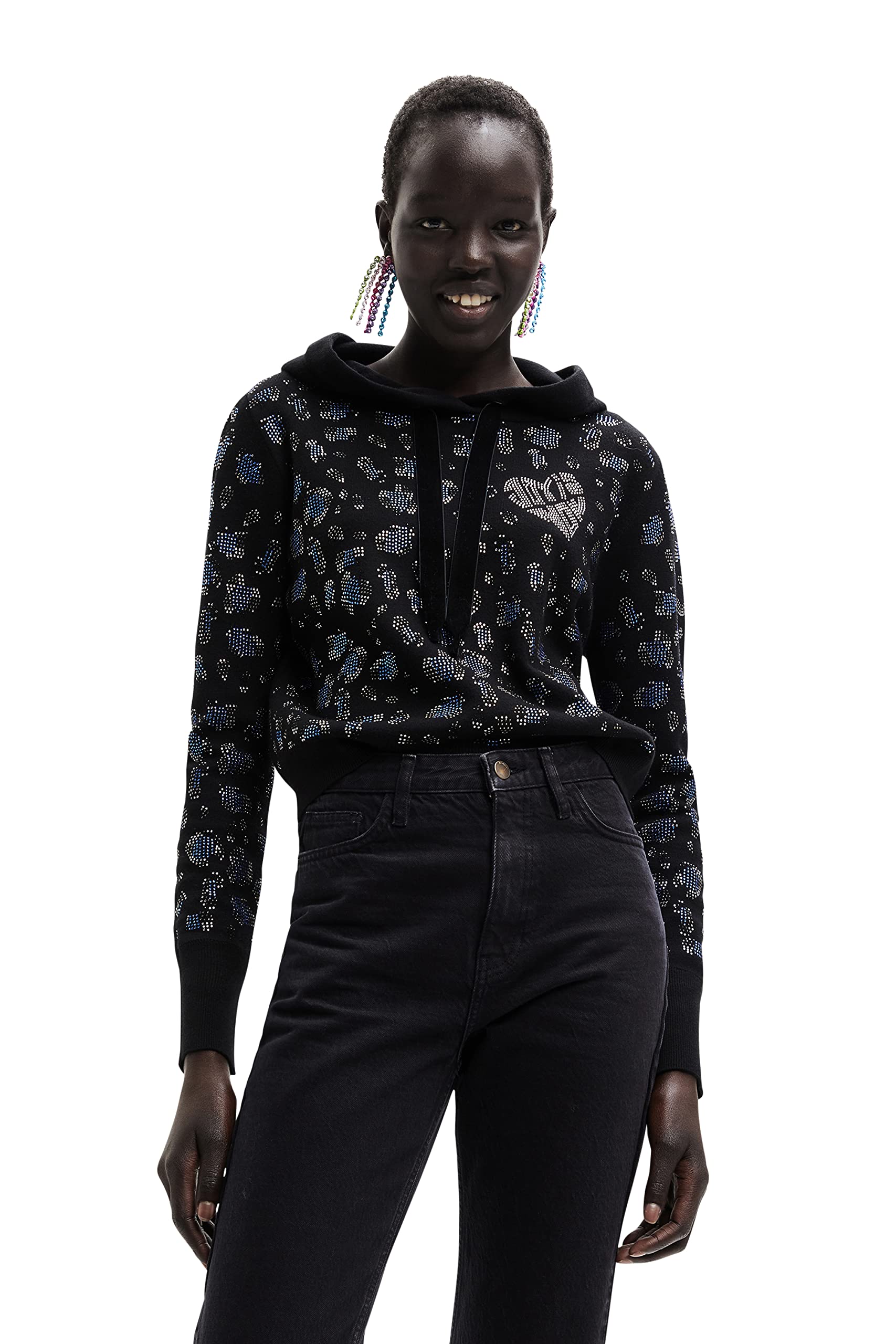 Desigual Women's Pullover Sweater, Black, S