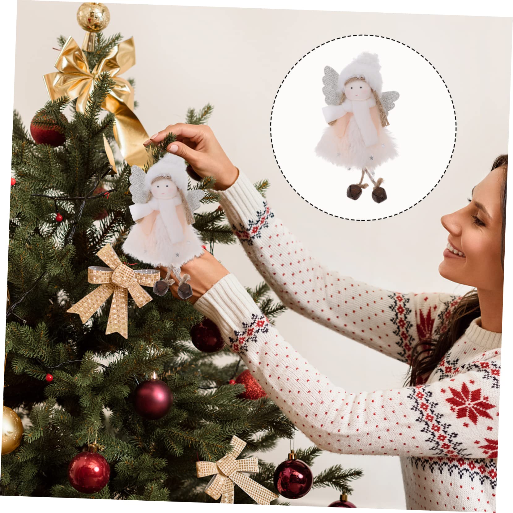 Cabilock 5 Piezas Colgante de niña ángel decoración navideña Colgante de Navidad muñecos navideños Christmas Tree Xmas Tree Colgantes de muñeca de ángulo decoración Colgante Felpa