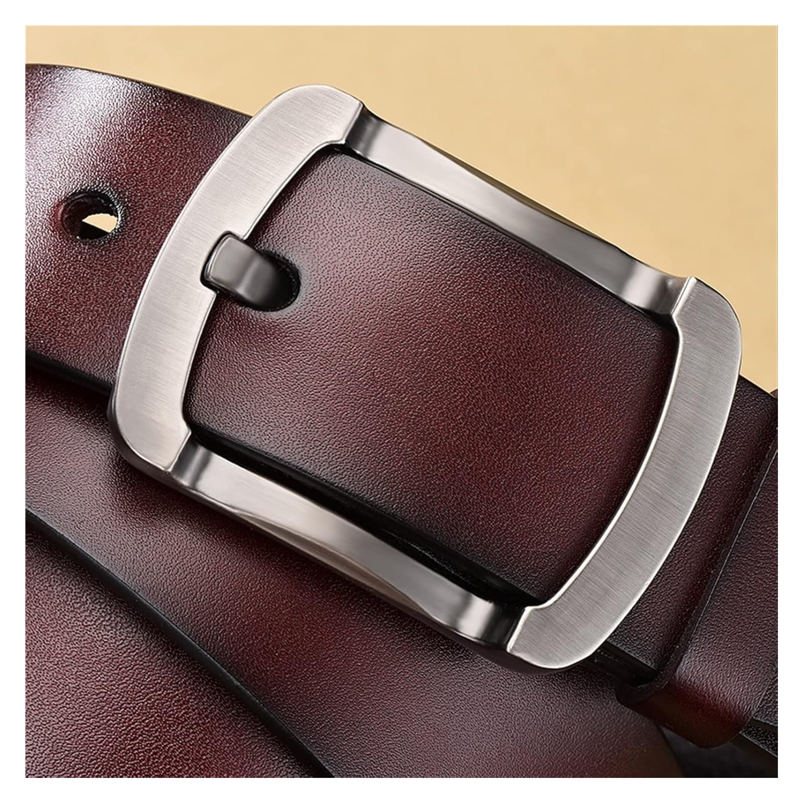 Cinturón ajustable de cuero genuino, Cinturón de Cuero for Hombres Cuero Casual Formal Hebilla Hebilla de aleación Ajustable Cómodo Resistente al desgarro Transpirable Cinturón liviano Hombres Tallas