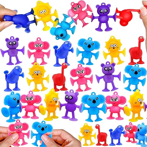 24 piezas de rellenos de huevos de Pascua, suministros de fiesta para niños, rellenos de cesta de Pascua, animales con ventosa, bloques de